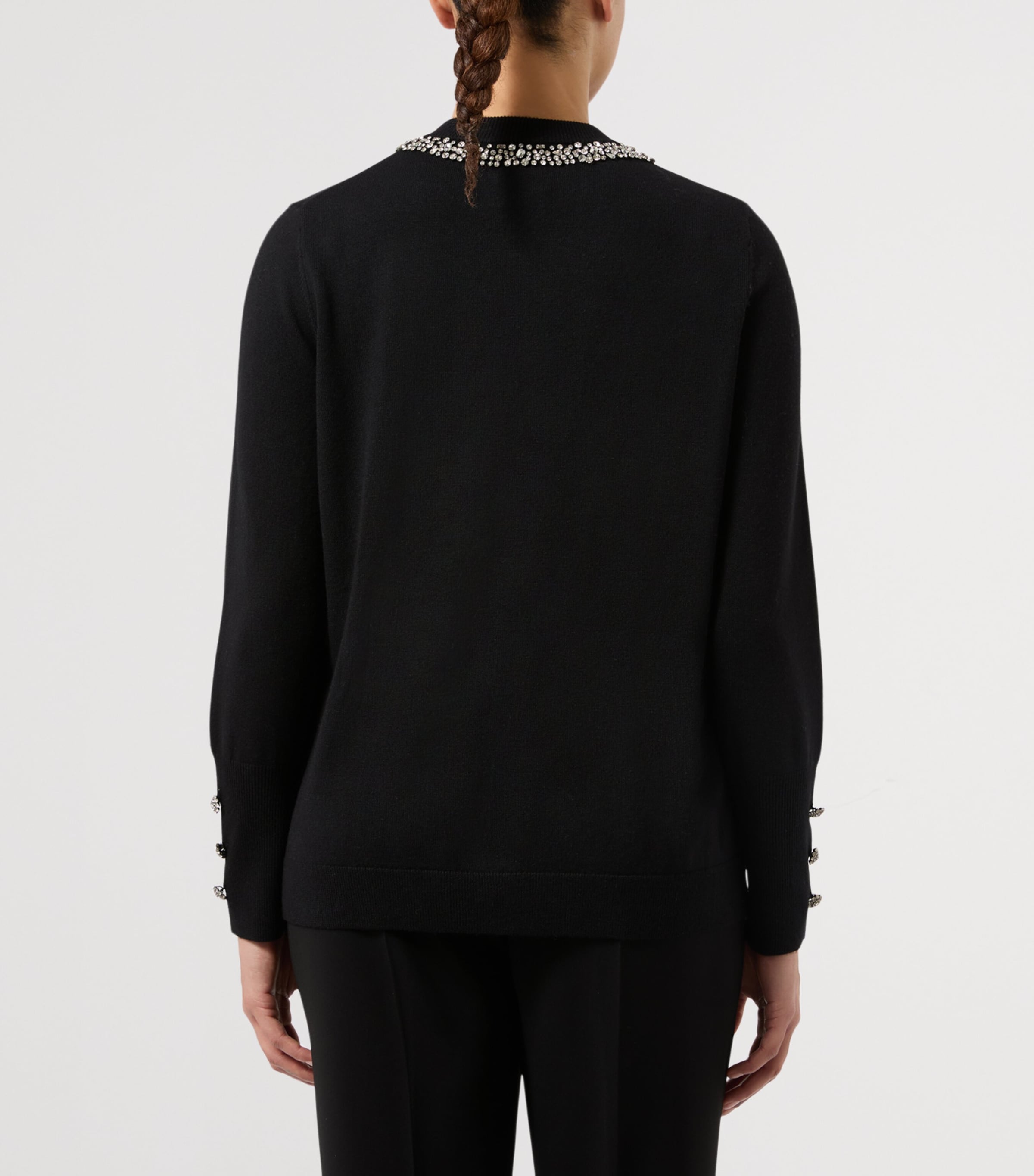 Marina Rinaldi Womens Embellished Cardigan Black Image 4