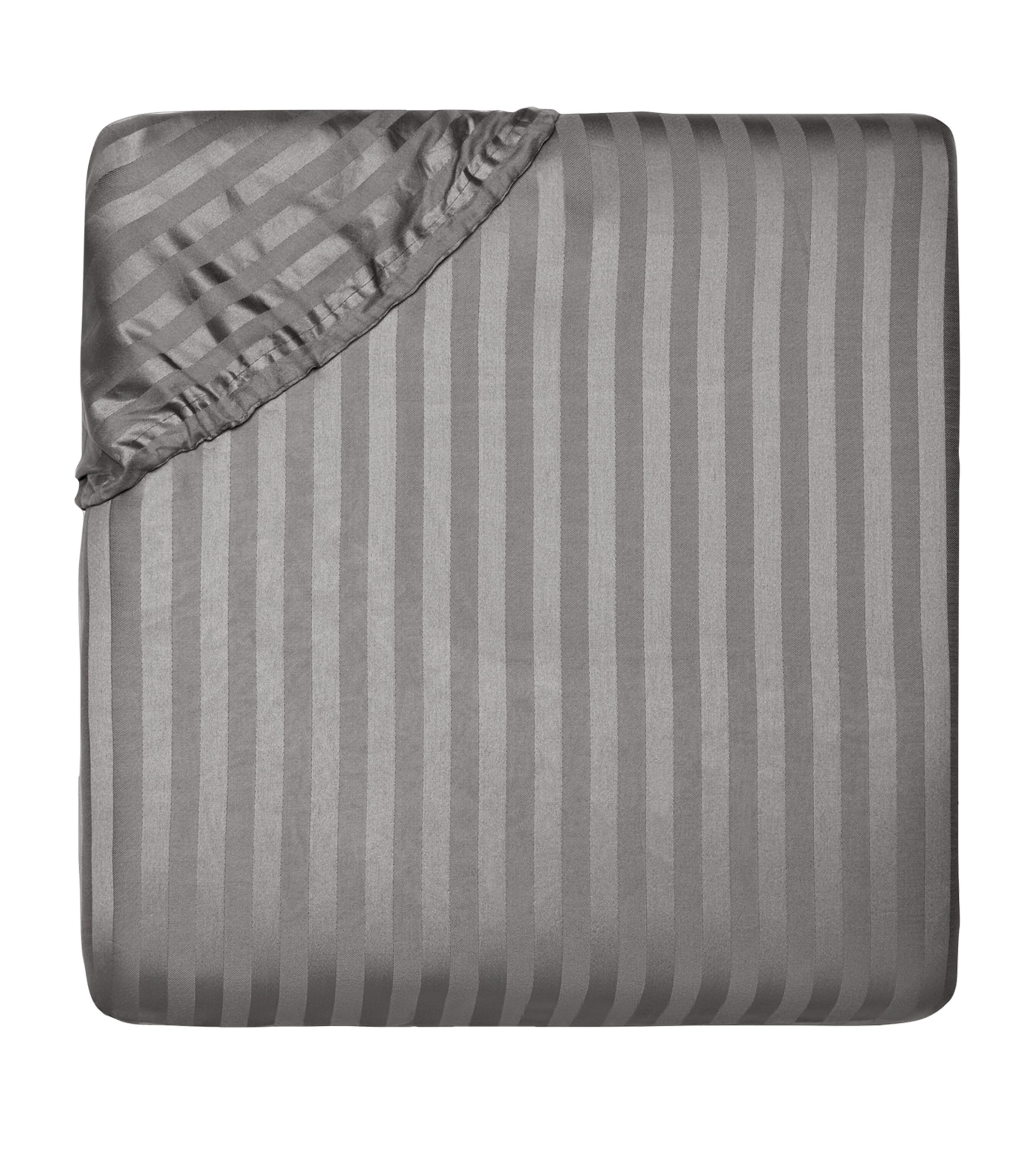 Pratesi Raso Rigato King Fitted Sheet In Grey