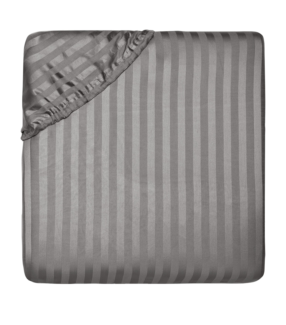 Raso Rigato King Fitted Sheet (150cm x 200cm) CHARCOAL Image 1