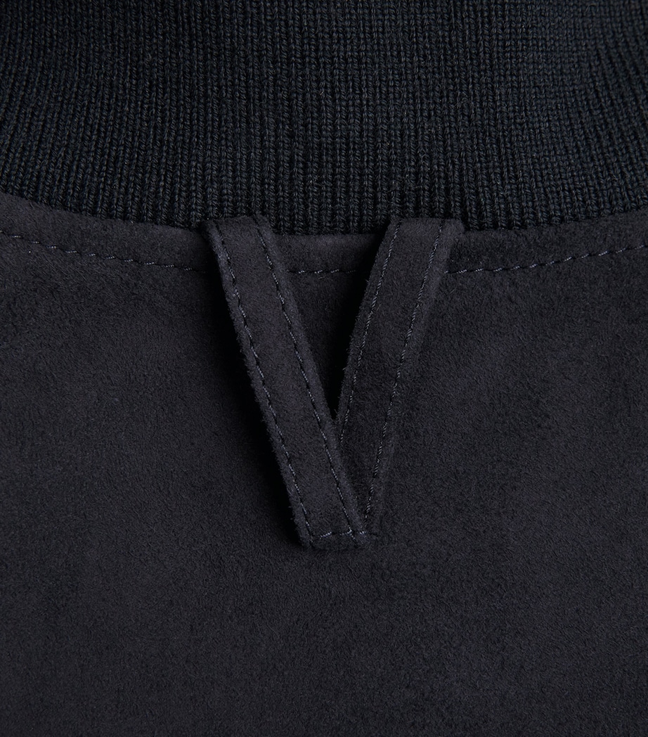 Valstar Mens Suede Valstarino Bomber Jacket Dark Blue Image 6