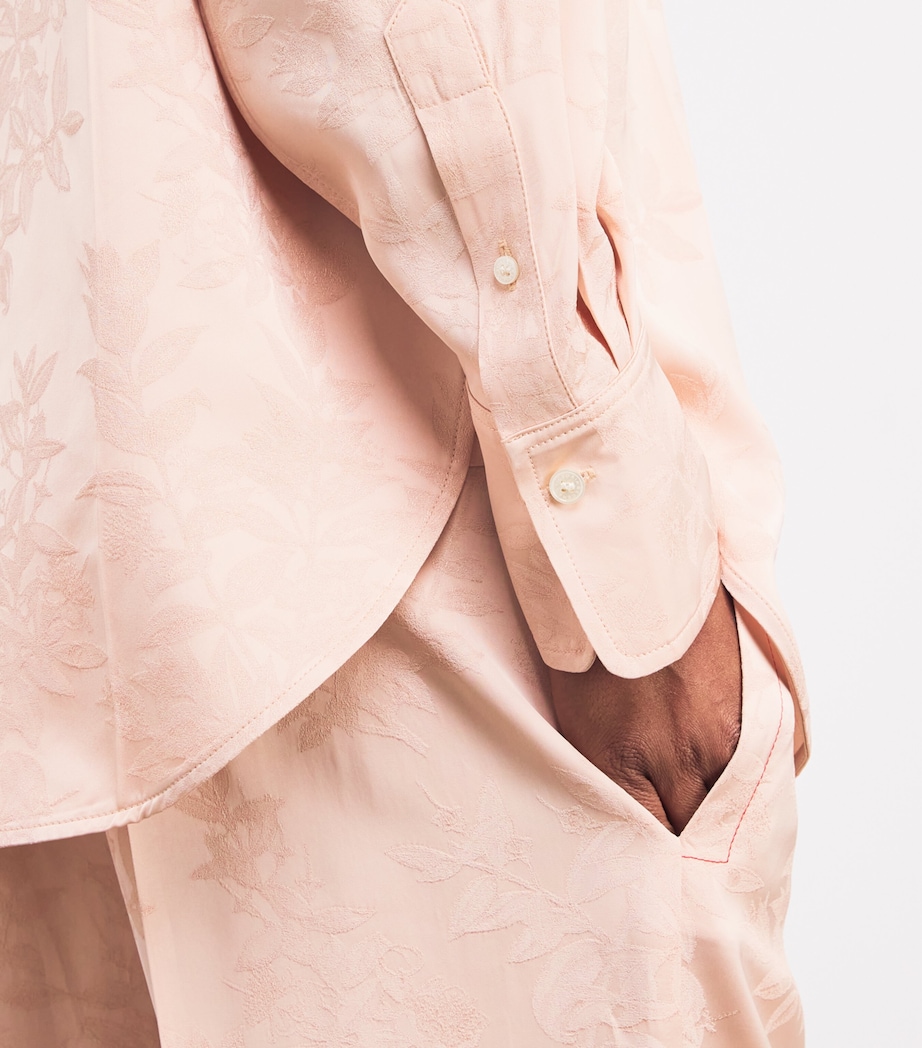 Satin Jacquard Pyjama-Style Shirt APRICOT / BLUSH Image 6