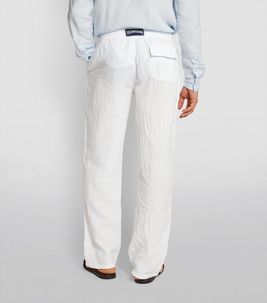 Linen Drawstring Trousers 010 WHITE Image 8