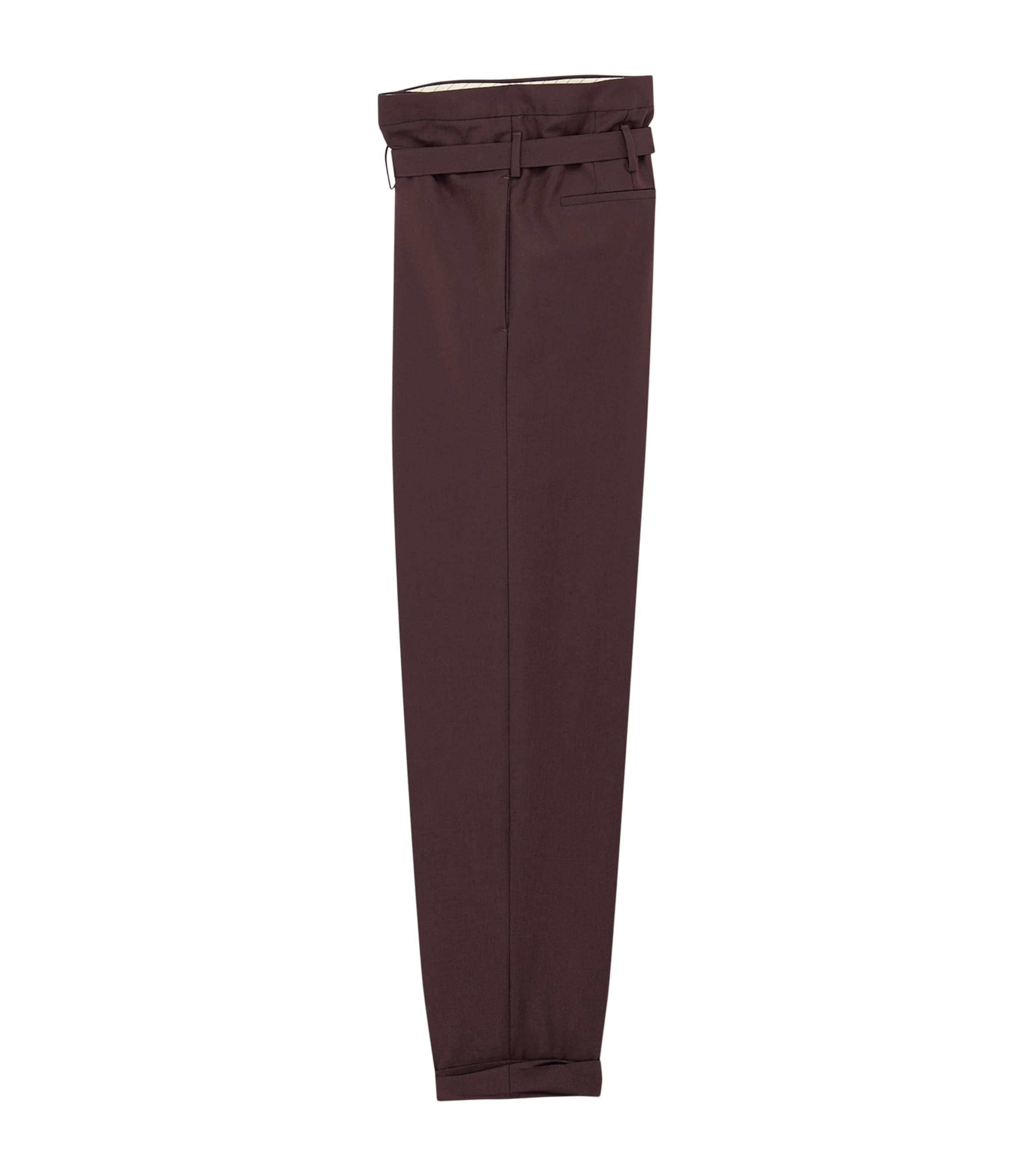 Saint Laurent Mens Virgin Wool Paperbag Slim Trousers Image 2