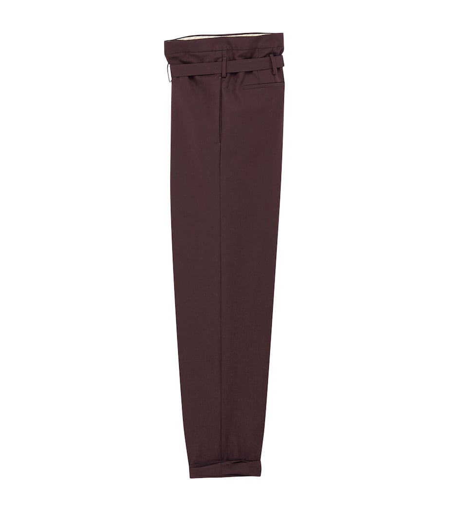 Saint Laurent Mens Virgin Wool Paperbag Slim Trousers Image 2