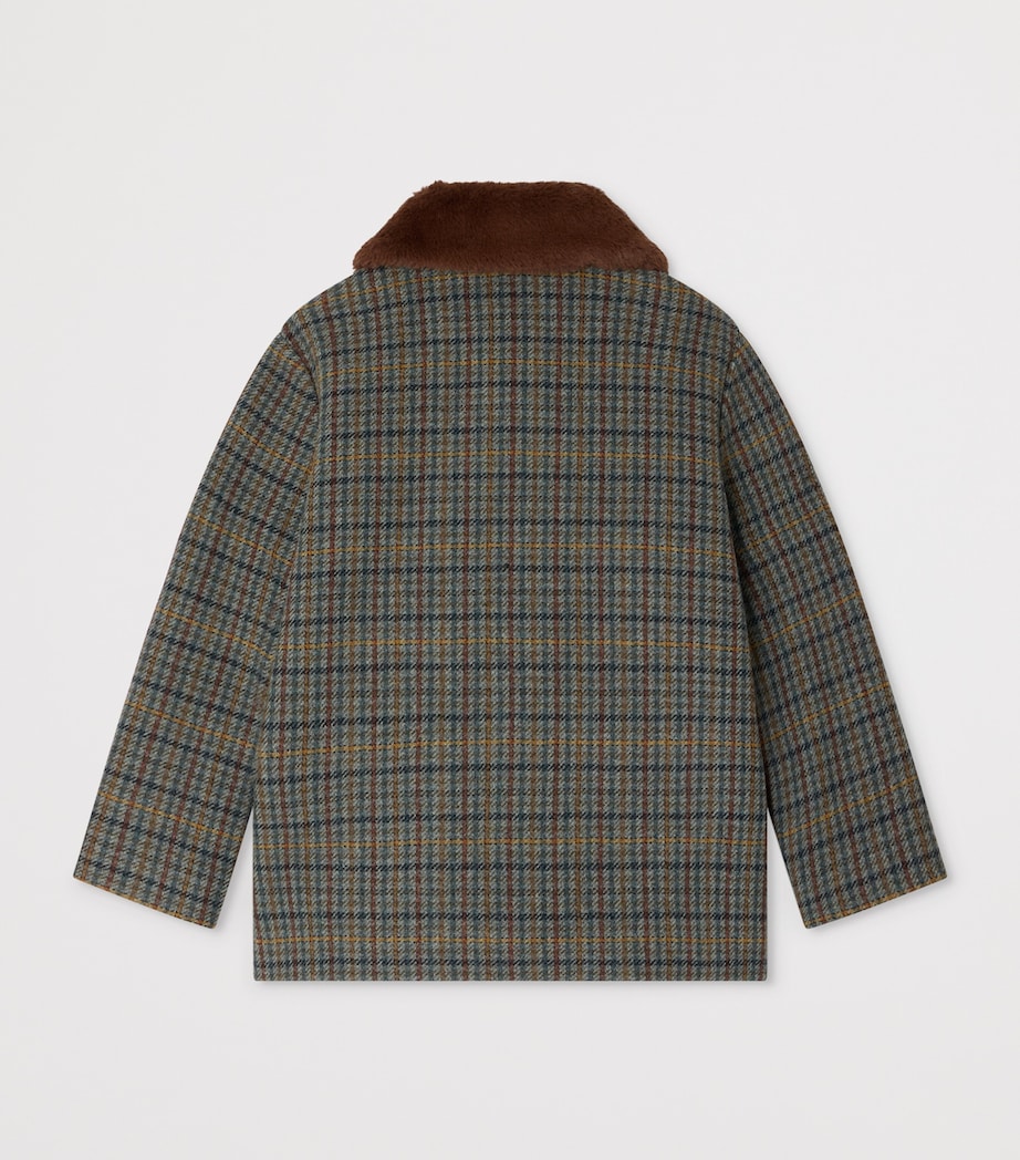 Cotton Check Coat (4-8 Years) CA BLEU NUIT Image 2