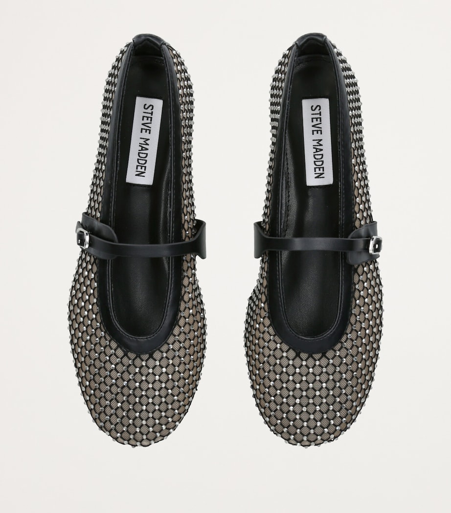 Crystal-Embellished Mesh Rejoice-MR Flats BLACK Image 4