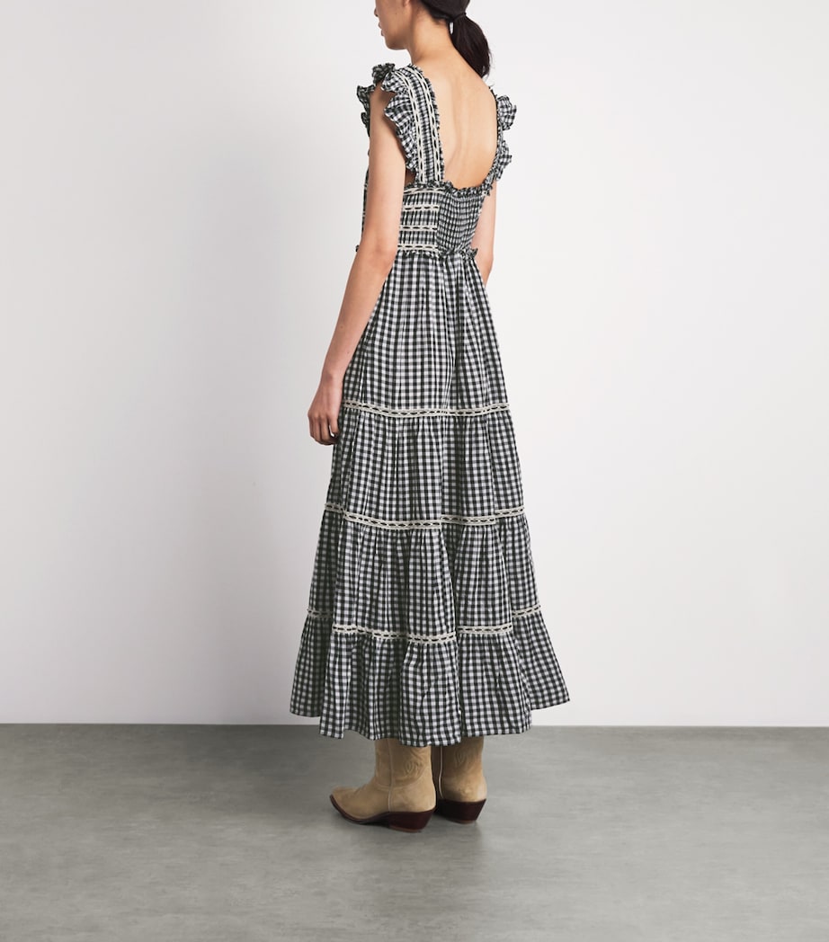 Rixo Womens Cotton Check Chandra Midi Dress Beth Check Black Image 4