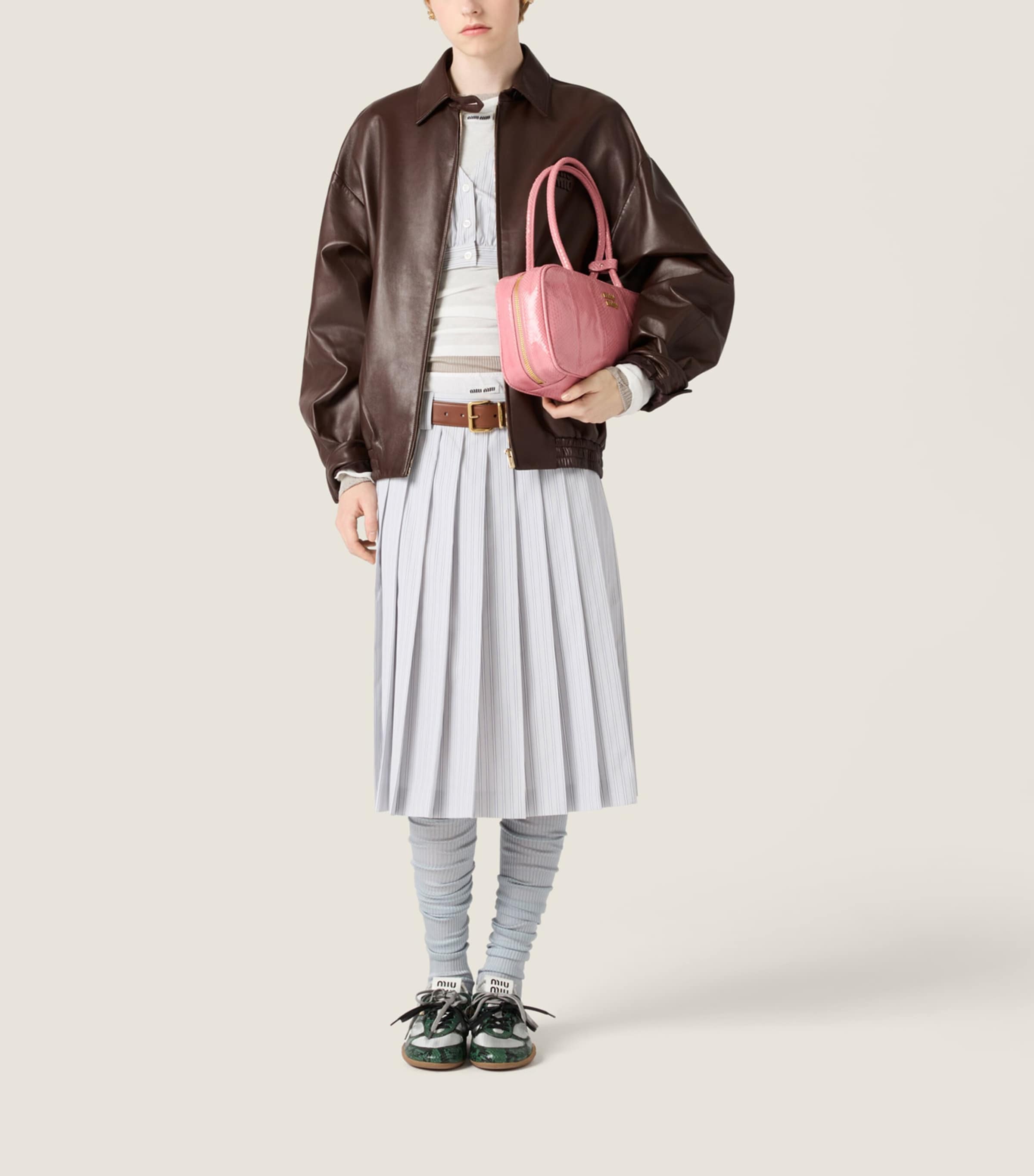 Cotton Pleated Midi Skirt F0424 Image 2