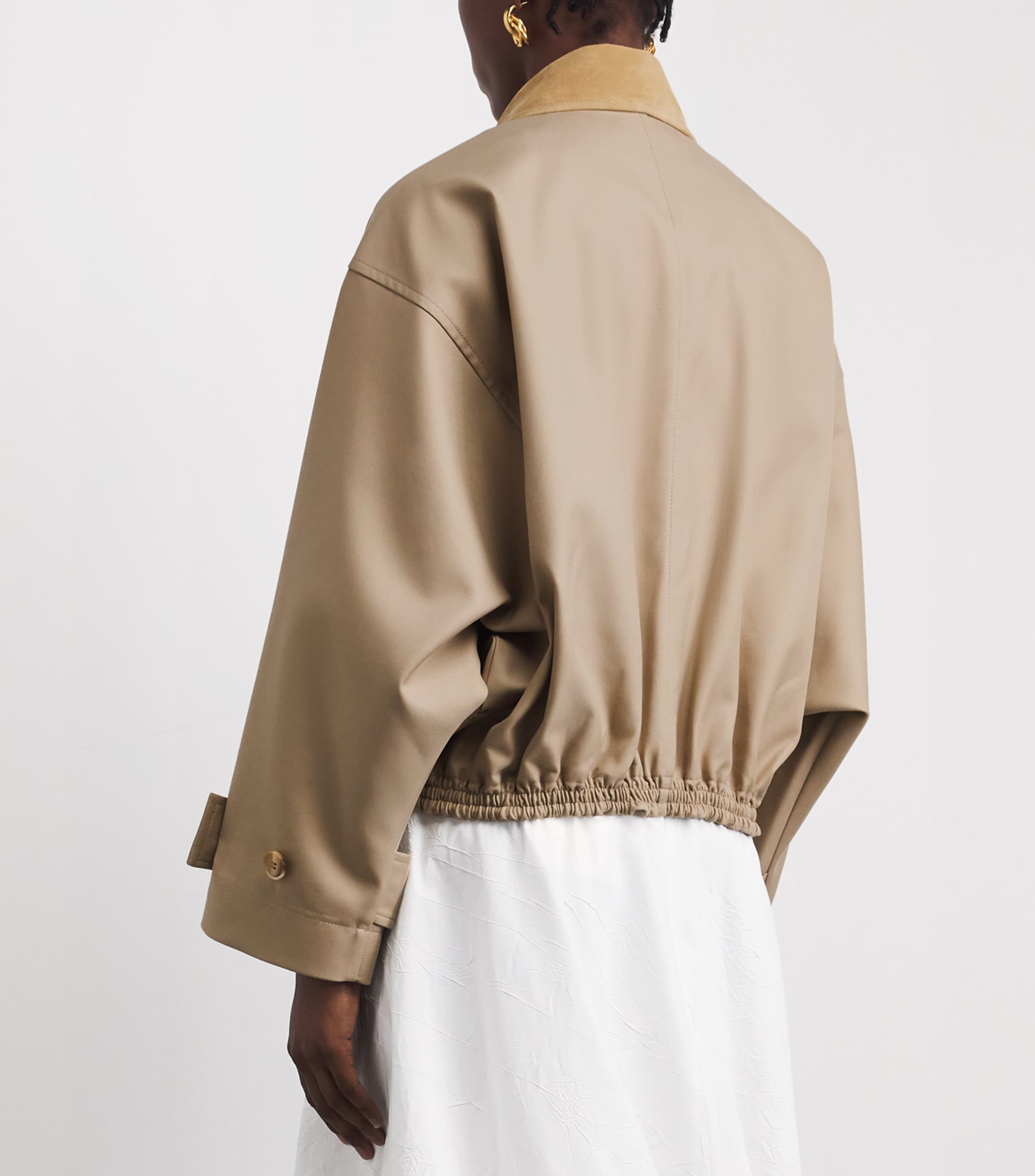 Róhe Womens Cotton Suede-Collar Bomber Jacket Sand Image 5