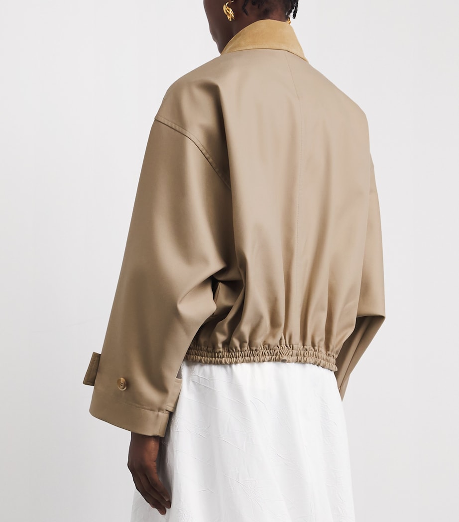 Róhe Womens Cotton Suede-Collar Bomber Jacket Sand Image 5