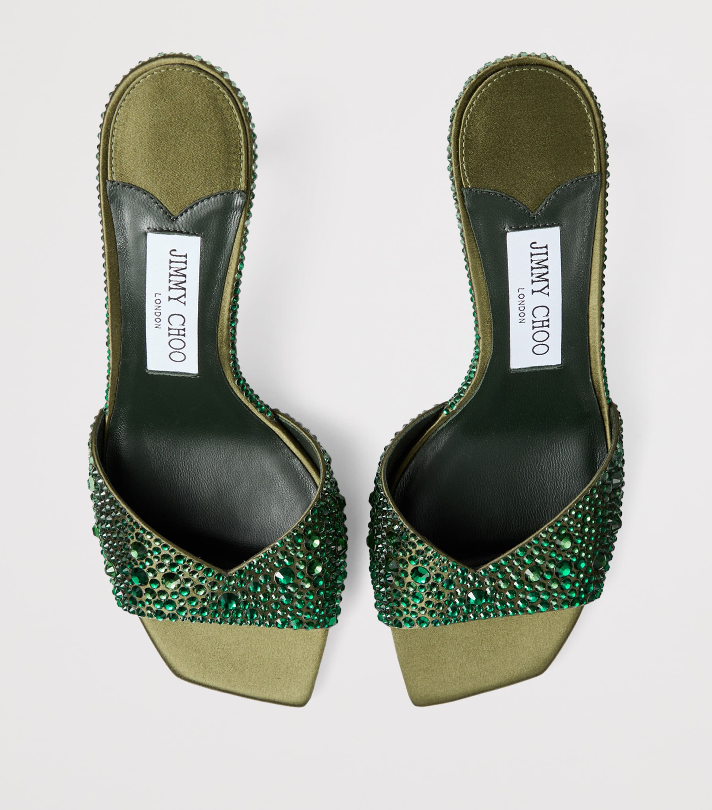 Jimmy Choo Green Skye 70 Embellished Satin Sandals | Harrods US
