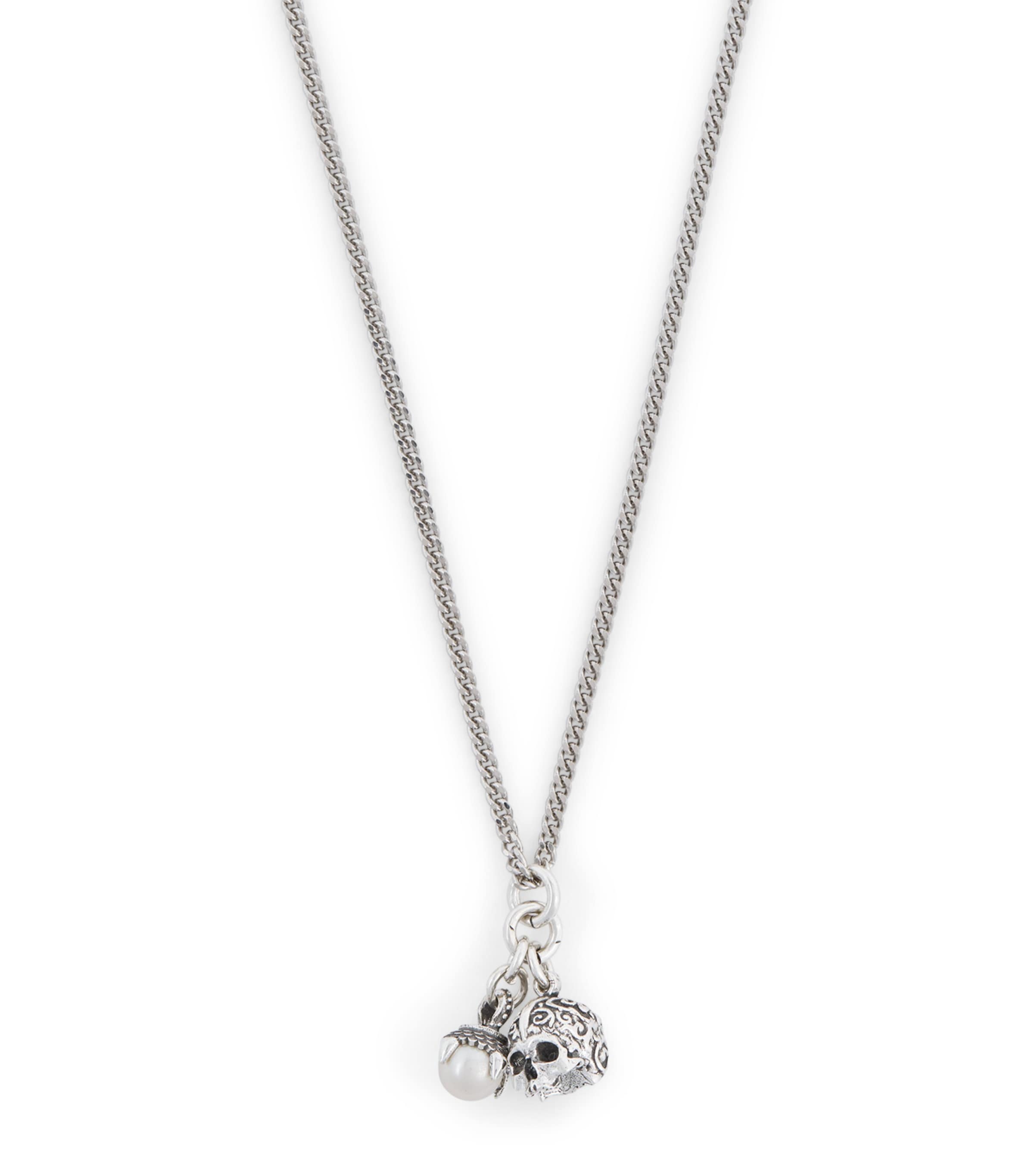 Emanuele Bicocchi Sterling Silver Skull Necklace In Gray