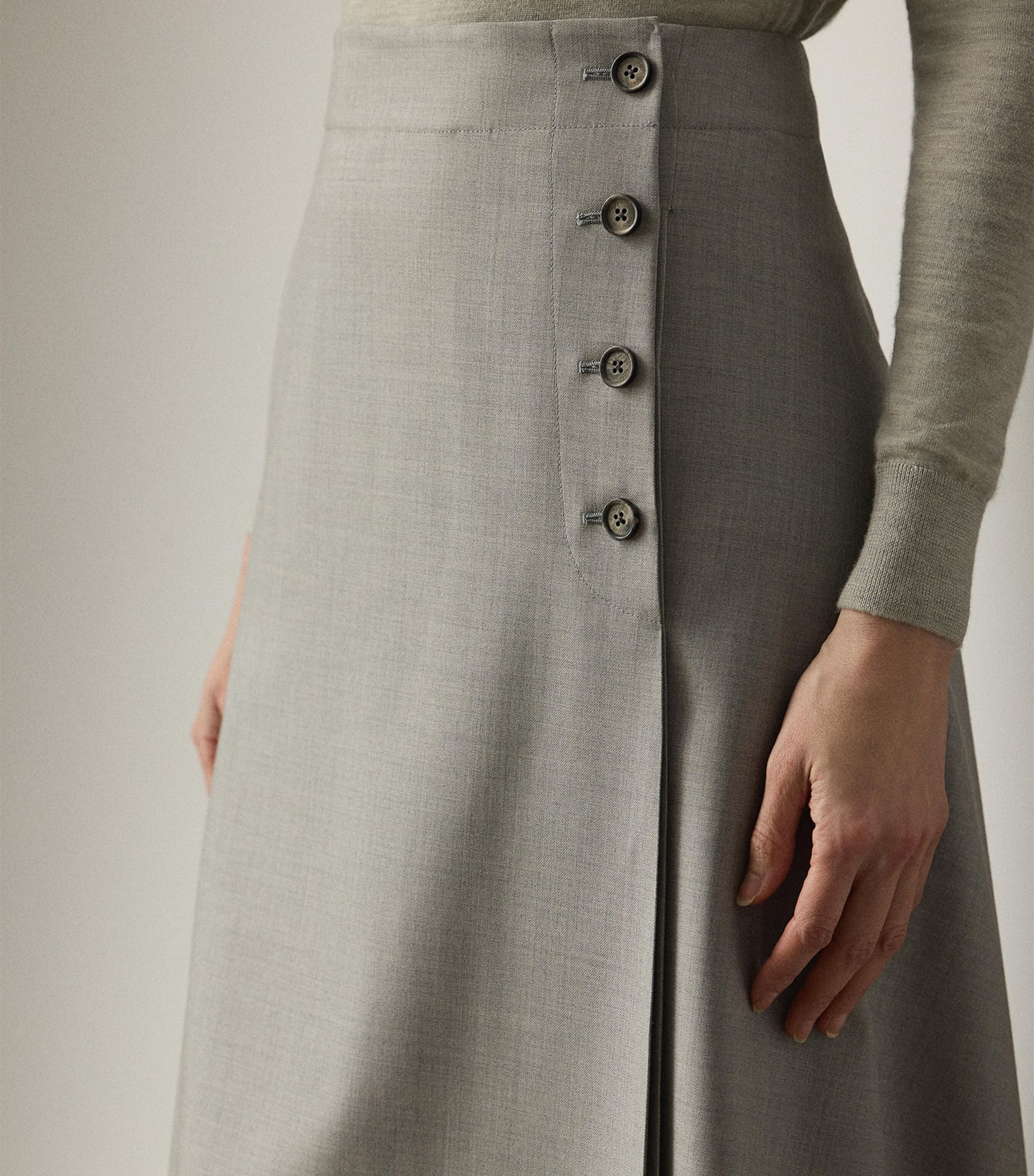 Wool Dee Midi Skirt PEARL GREY MELANGE Image 4