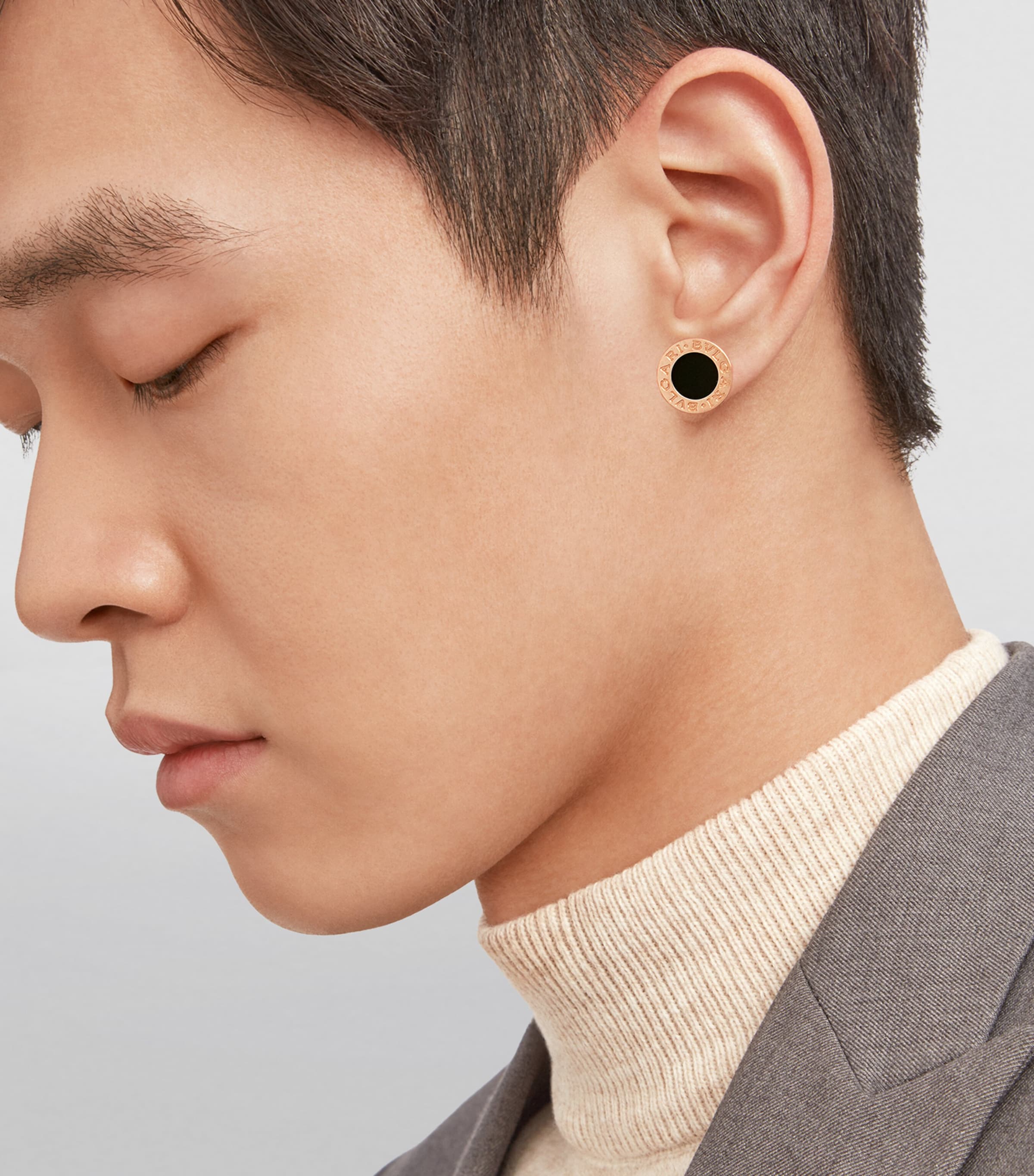 Rose Gold and Onyx BVLGARI BVLGARI Single Stud Earring PINK GOLD Image 6