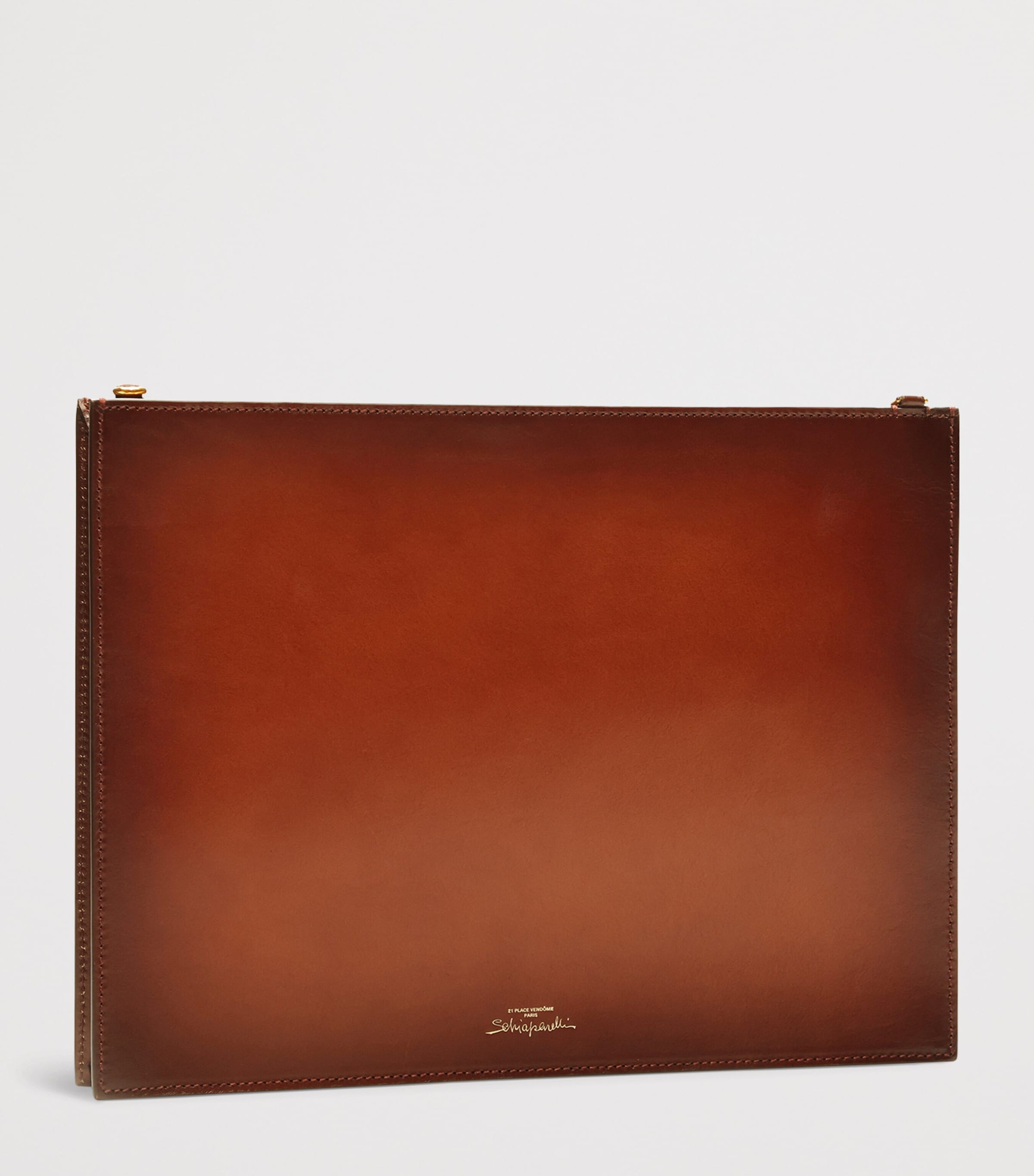 Schiaparelli Leather Moulded Mouth Pouch Cognac Image 4