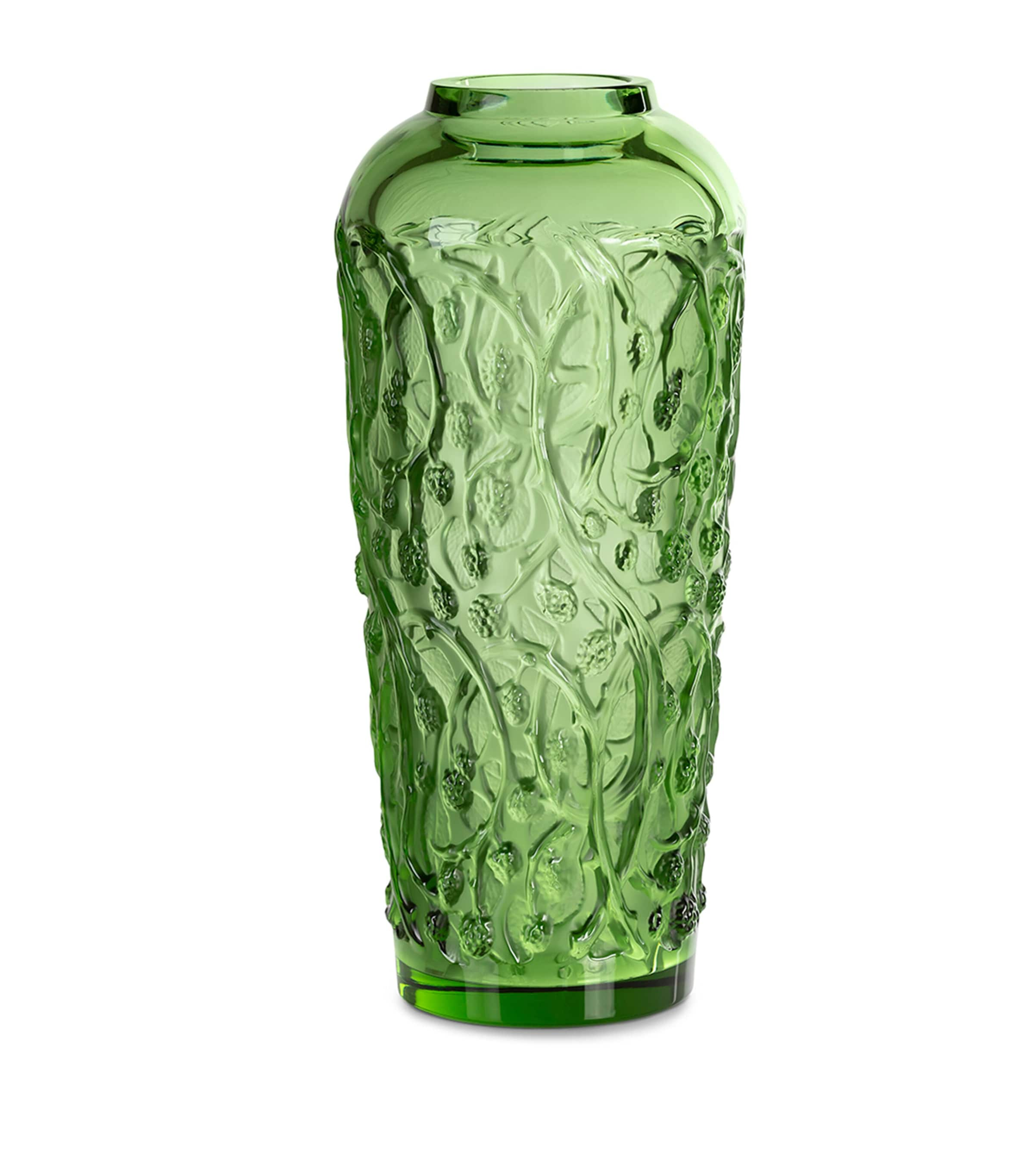 Lalique Large Crystal Mures Vase In Green