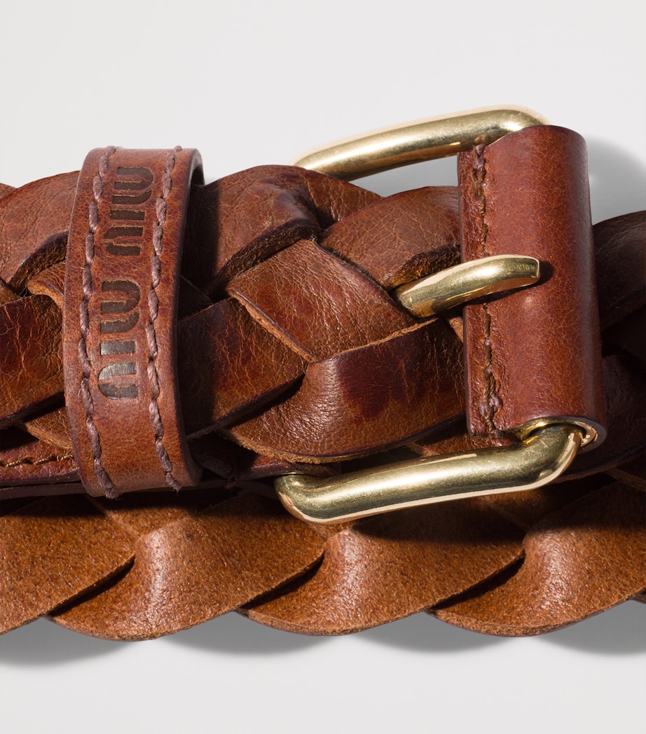 Miu Miu Calfskin Woven Belt Image 2