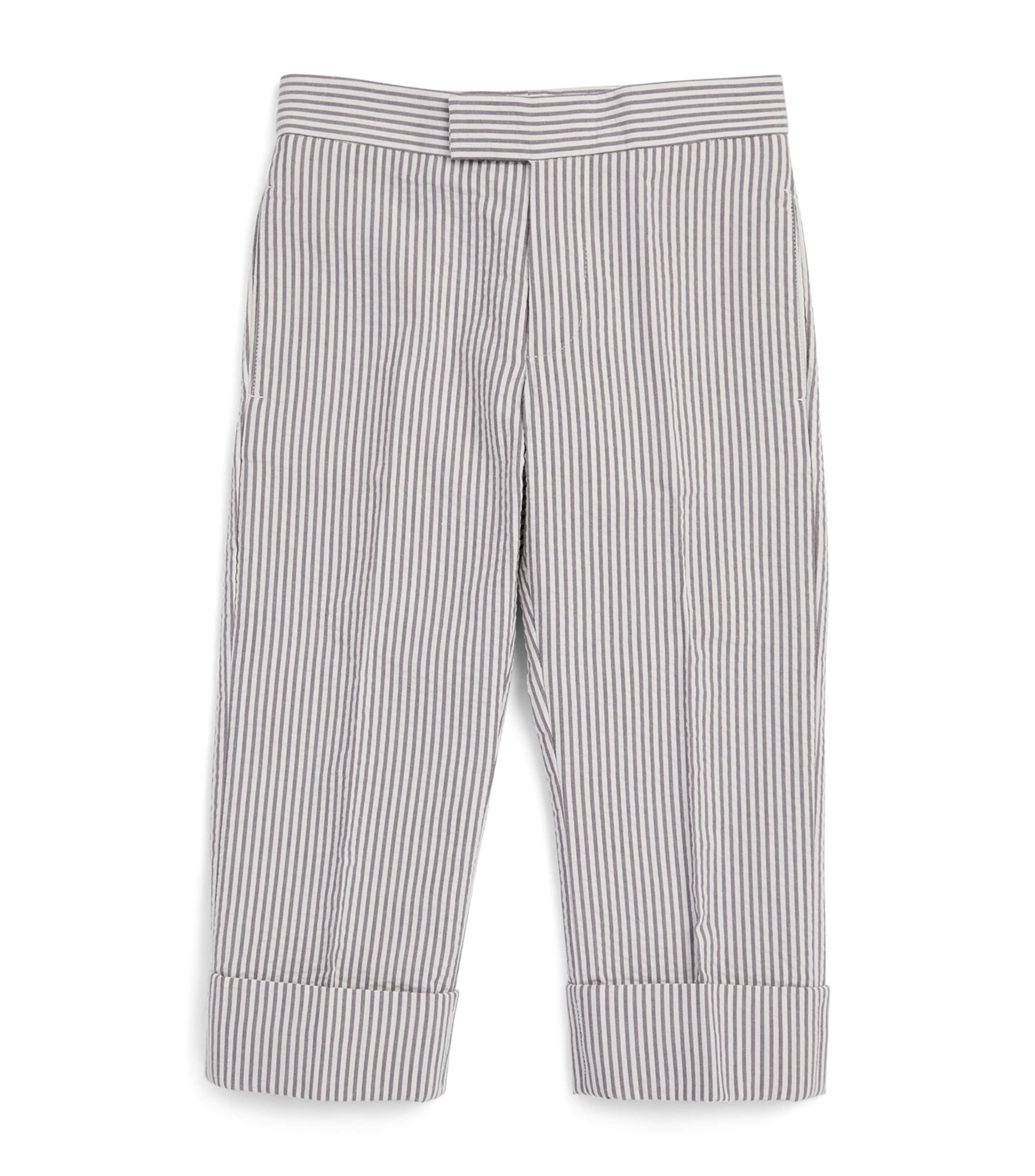 Shop Thom Browne Striped Tailored Trousers In Grey