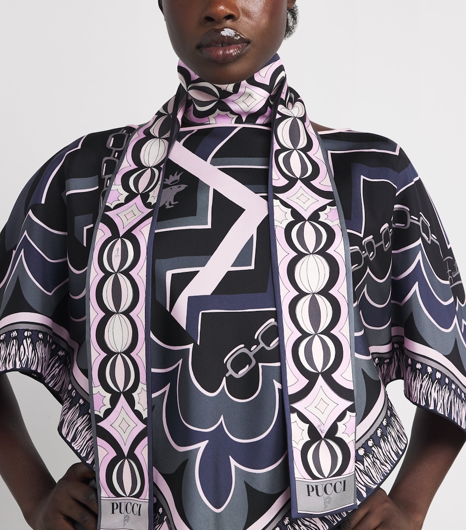 Silk Printed Scarf 1/BLACK PINK Image 2