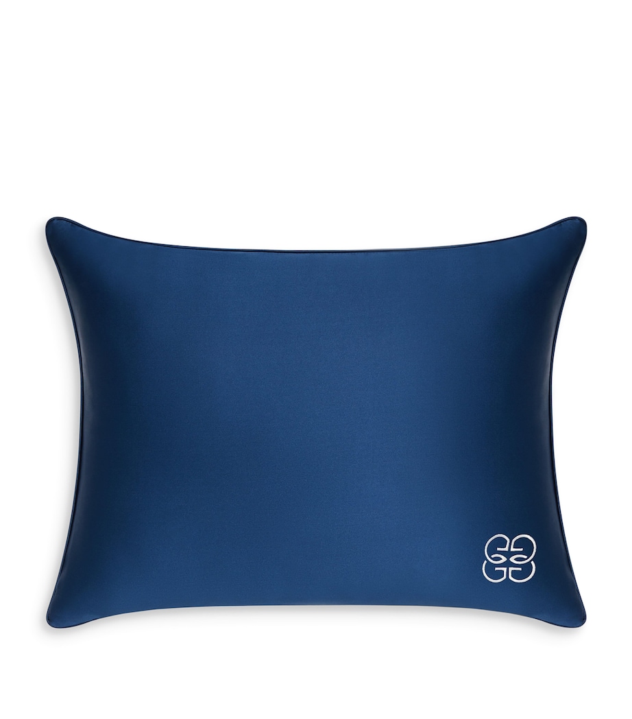 Cotton-Silk Travel Pillow with Cover (30cm x 40cm) NAVY Image 1
