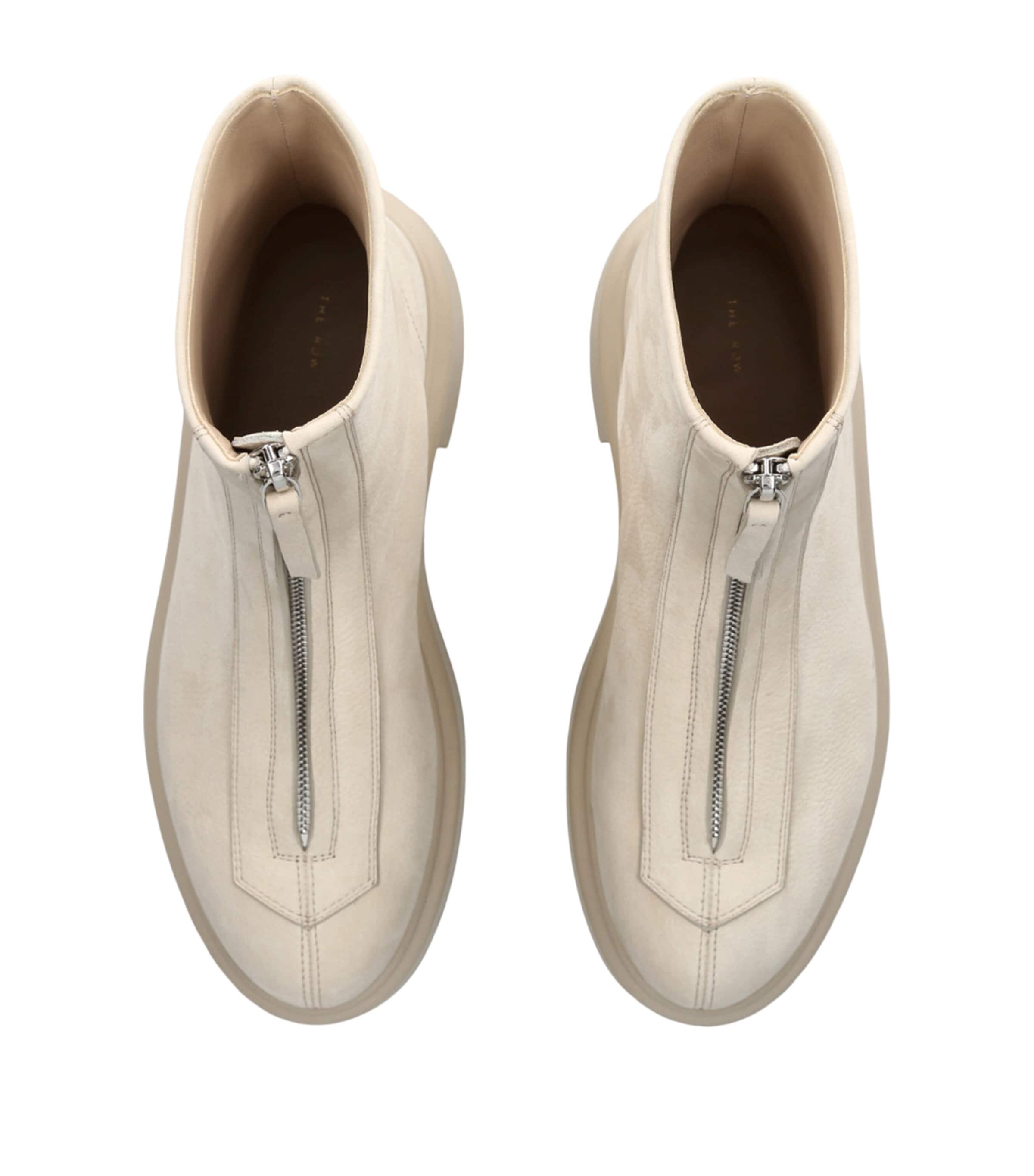 The Row Beige Zipped I Leather Boots | Harrods UK
