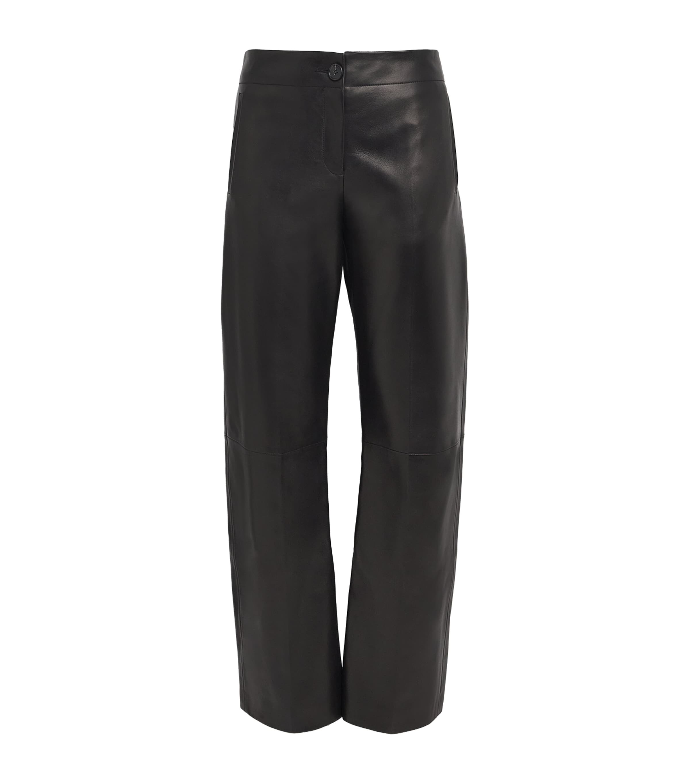 Khaite Womens Leather Mita Low-Rise Trousers Black Image 1