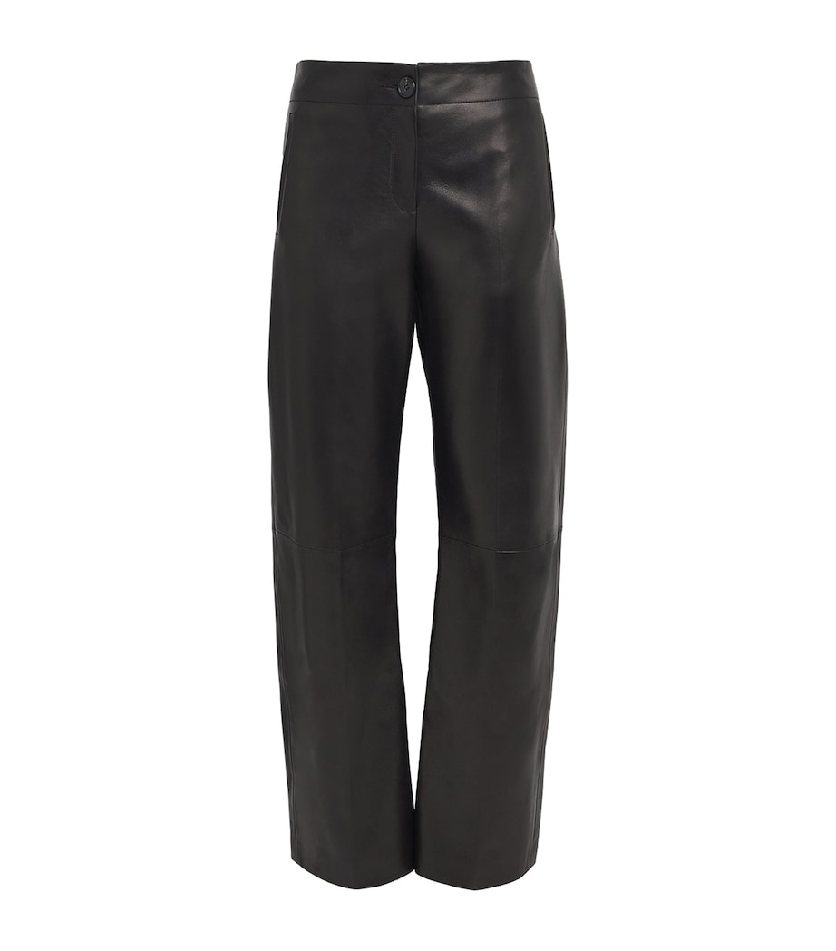 Khaite Womens Leather Mita Low-Rise Trousers Black Image 1