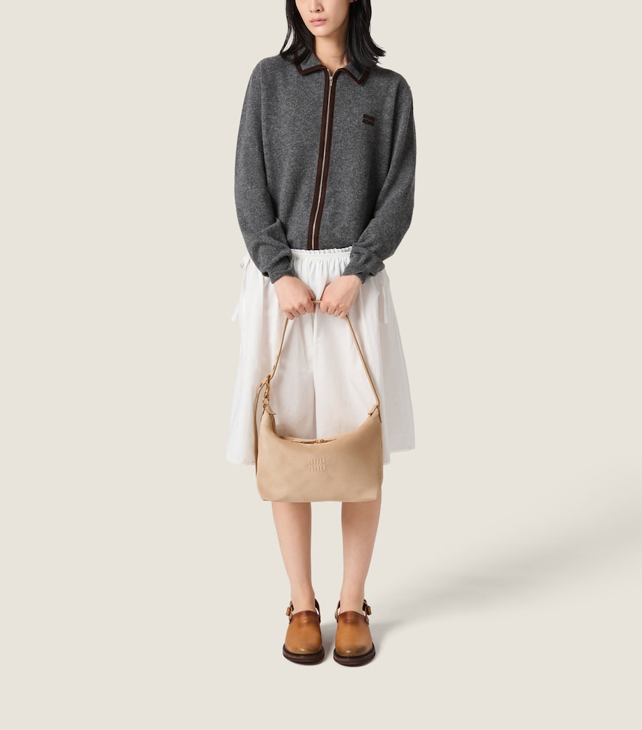 Miu Miu Medium Suede Spirit Shoulder Bag Neutral Image 7