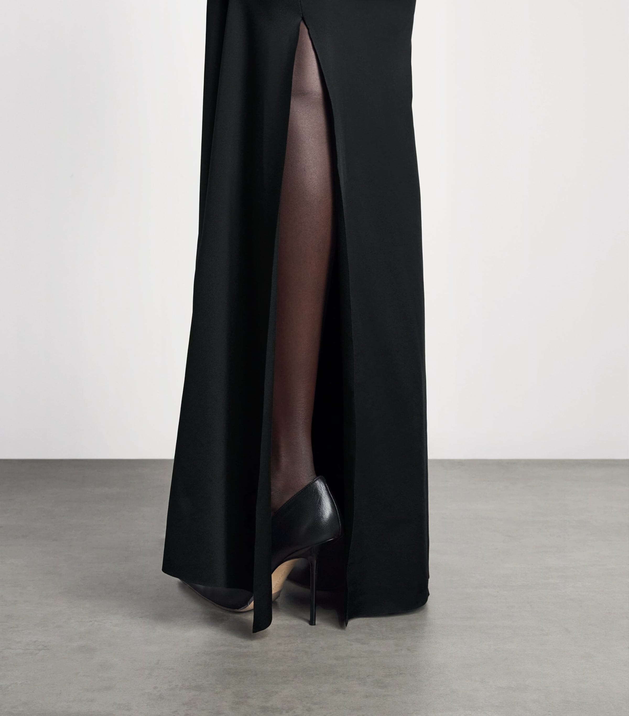 Victoria Beckham Womens Gathered Shoulder-Drape Long-Sleeve Gown Black Image 5