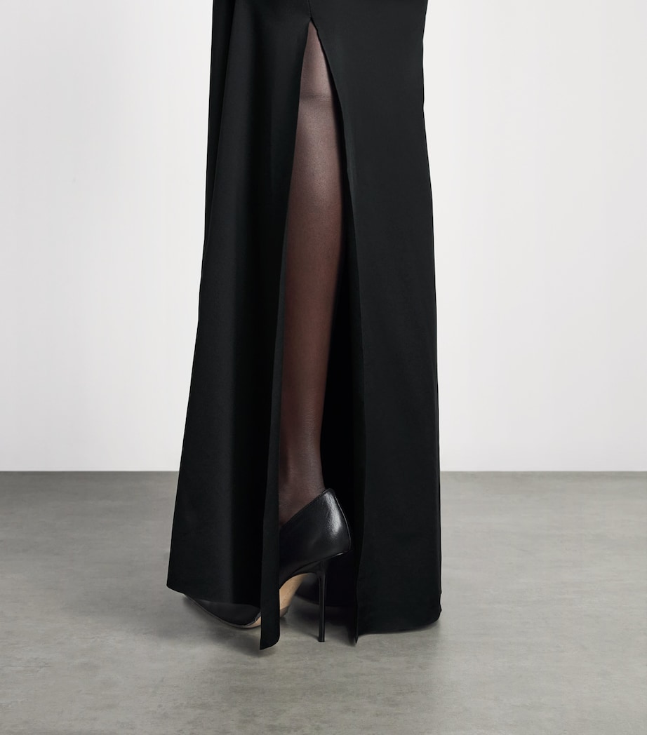 Victoria Beckham Womens Gathered Shoulder-Drape Long-Sleeve Gown Black Image 5