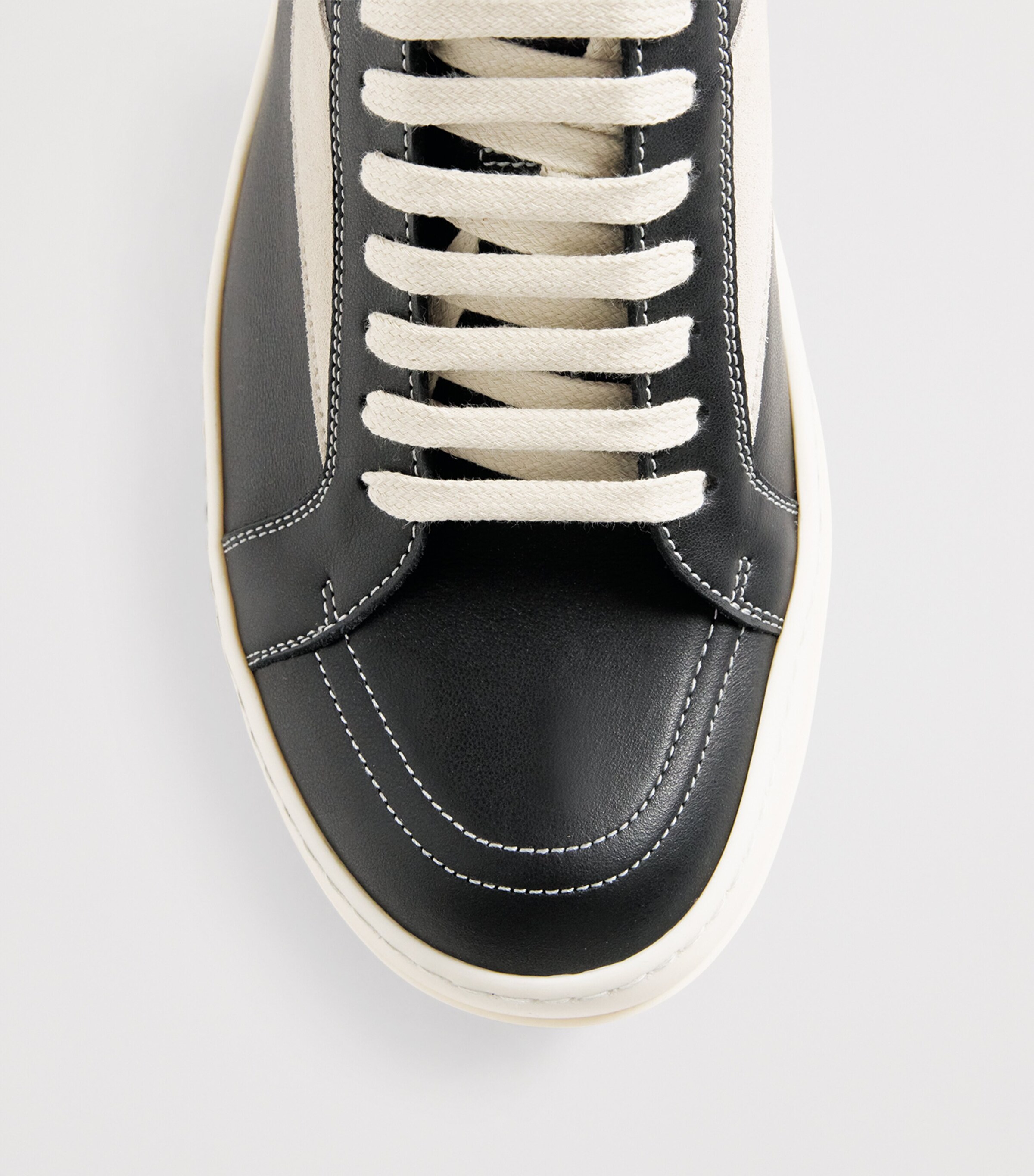 Rick Owens Leather Vintage Low-Top Sneakers Black/milk/milk Image 5