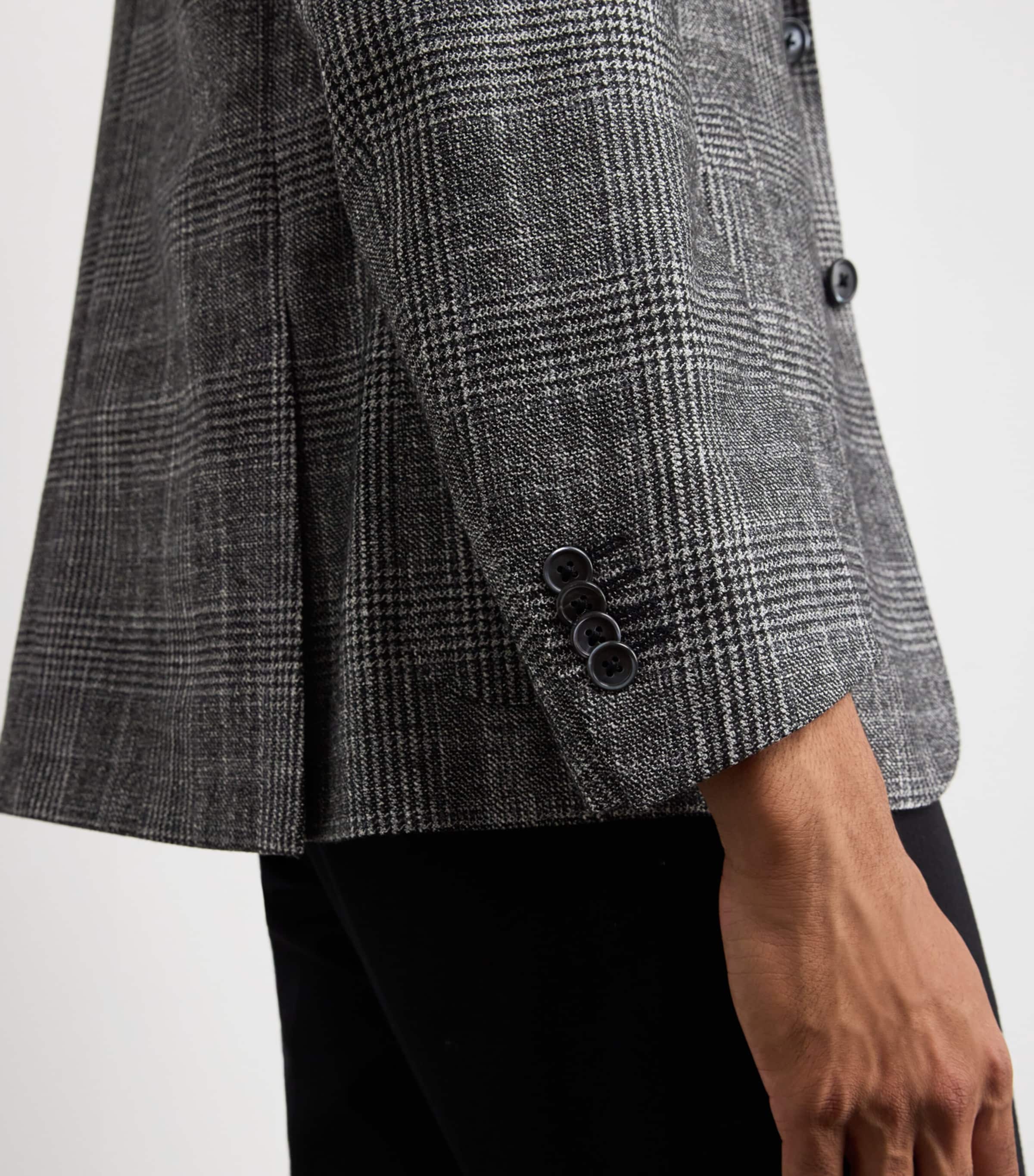 Virgin Wool-Blend Check Blazer 015 GREY MELANGE Image 6