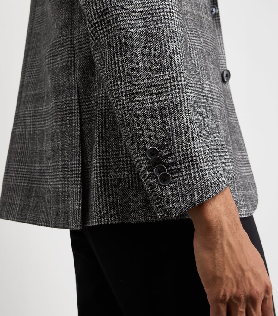 Virgin Wool-Blend Check Blazer 015 GREY MELANGE Image 6