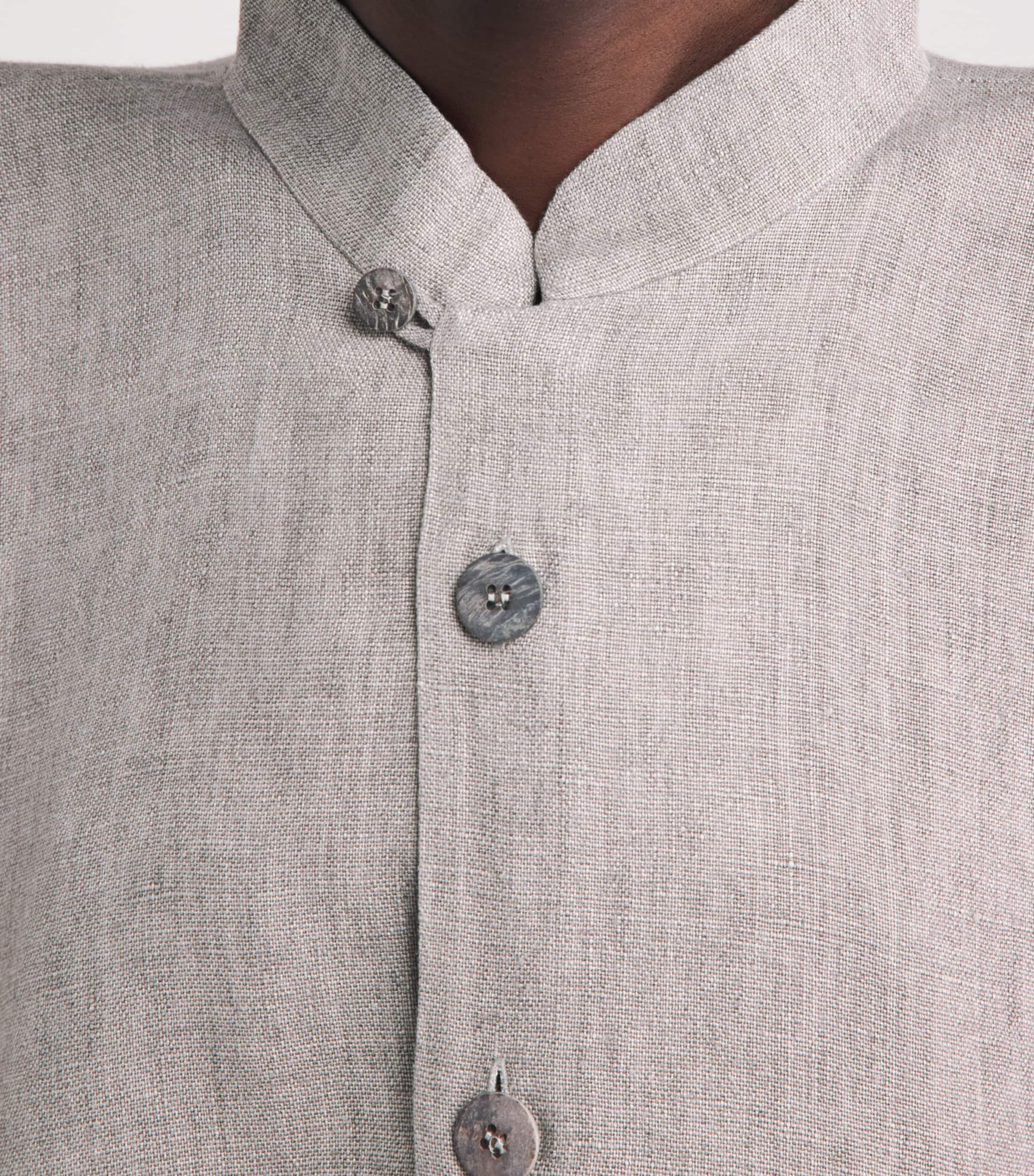 Eskandar Womens Linen Wide Longline Jacket Stone Image 3