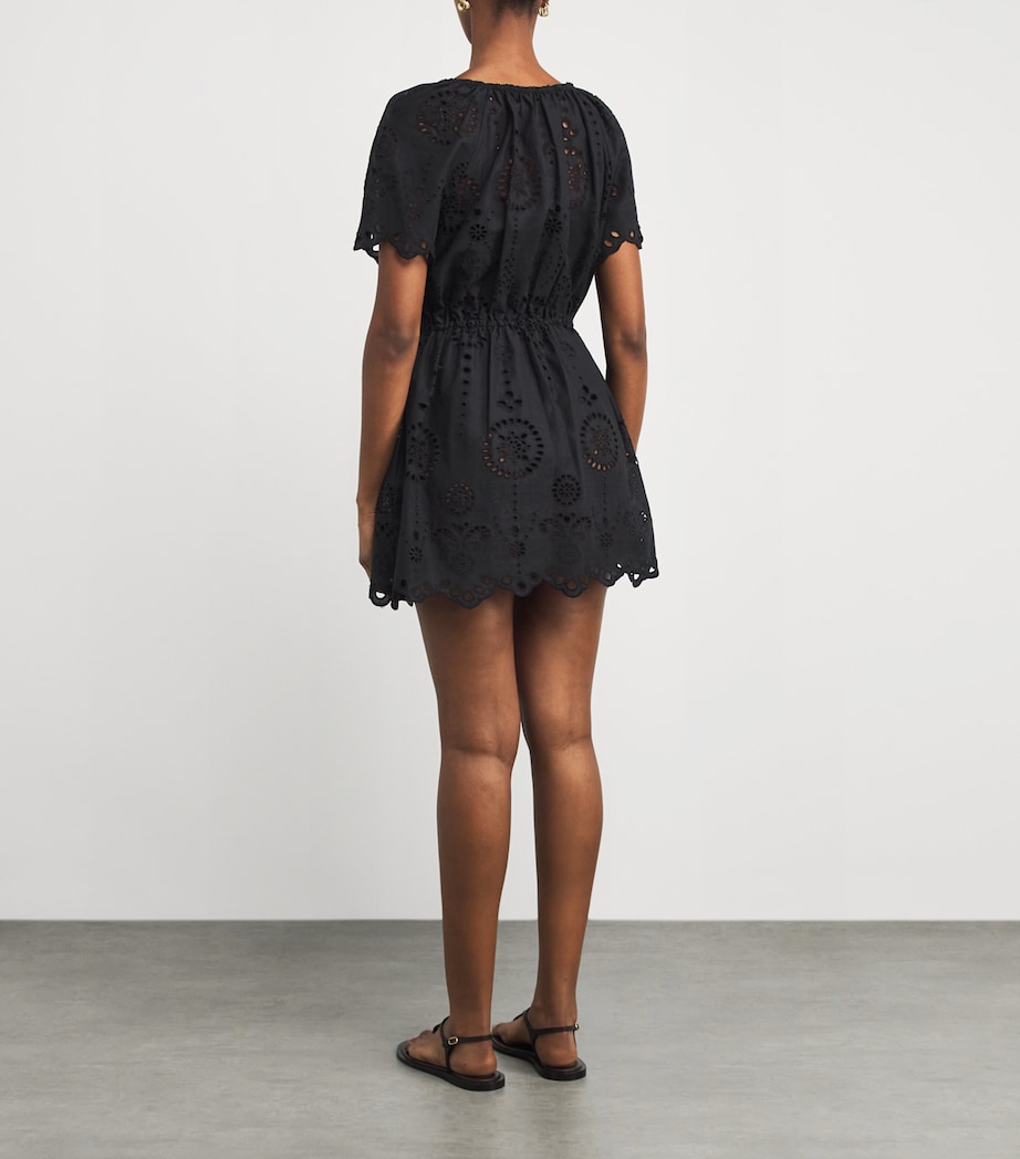 Cotton Broderie Anglaise Mini Dress BLACK Image 3