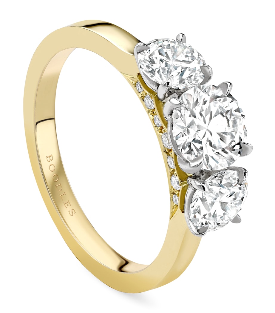 Boodles Yellow Gold, Platinum and Diamond Three Stone Engagement Ring Carat Yellow Gold Image 1