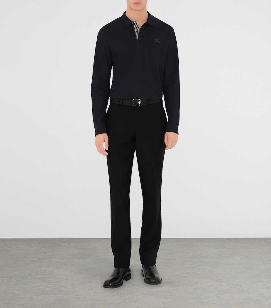 Cotton EKD -Embroidered Long-Sleeve Polo Shirt COAL BLUE Image 2