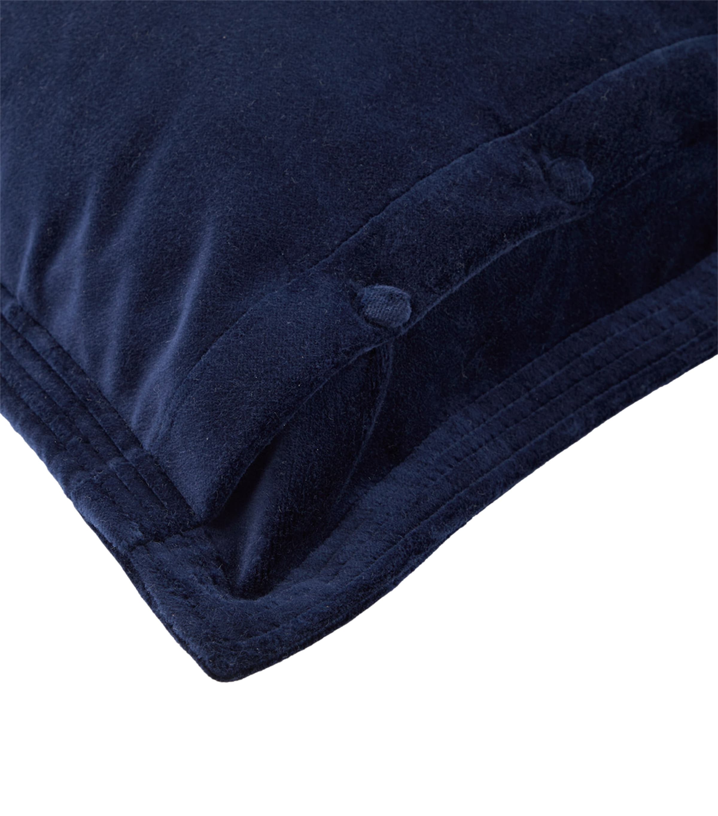 Velvet Monogram-Embroidered Cushion (50cm x 50cm) NAVY Image 3