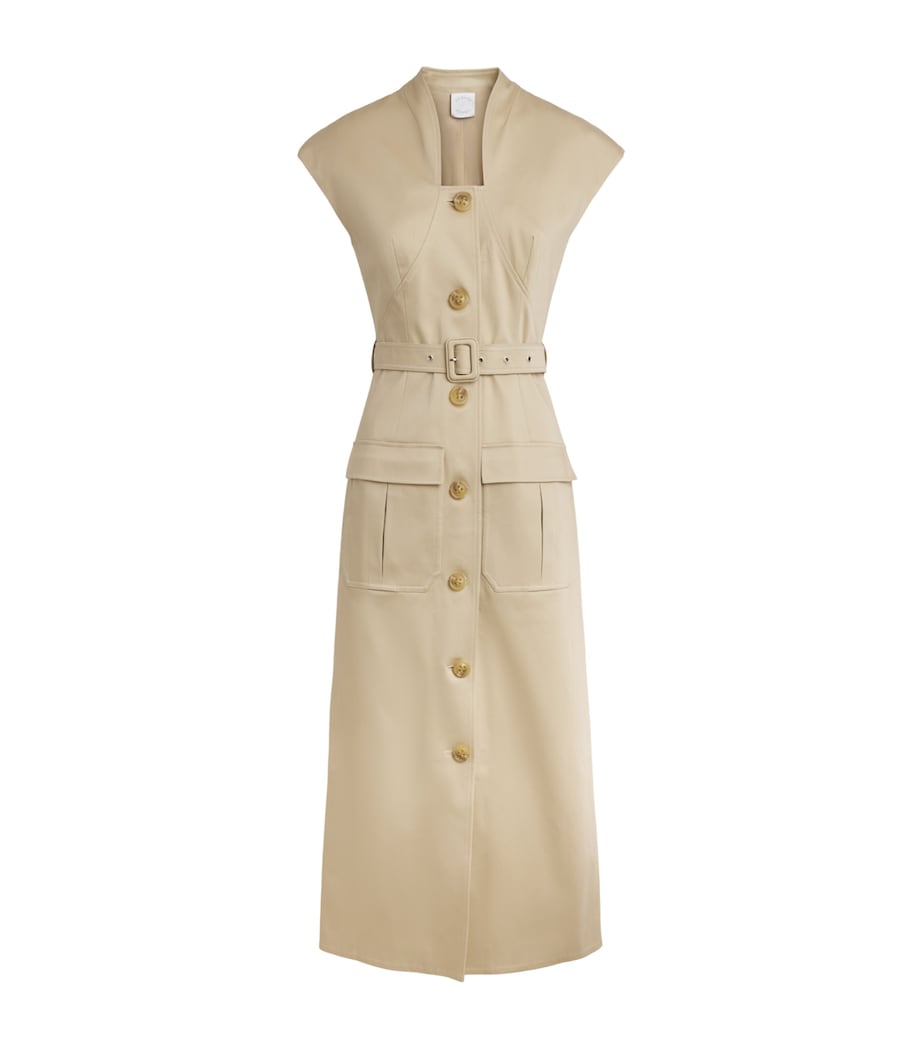 Huishan Zhang Womens Stretch-Cotton Nyx Midi Dress Camel Image 1