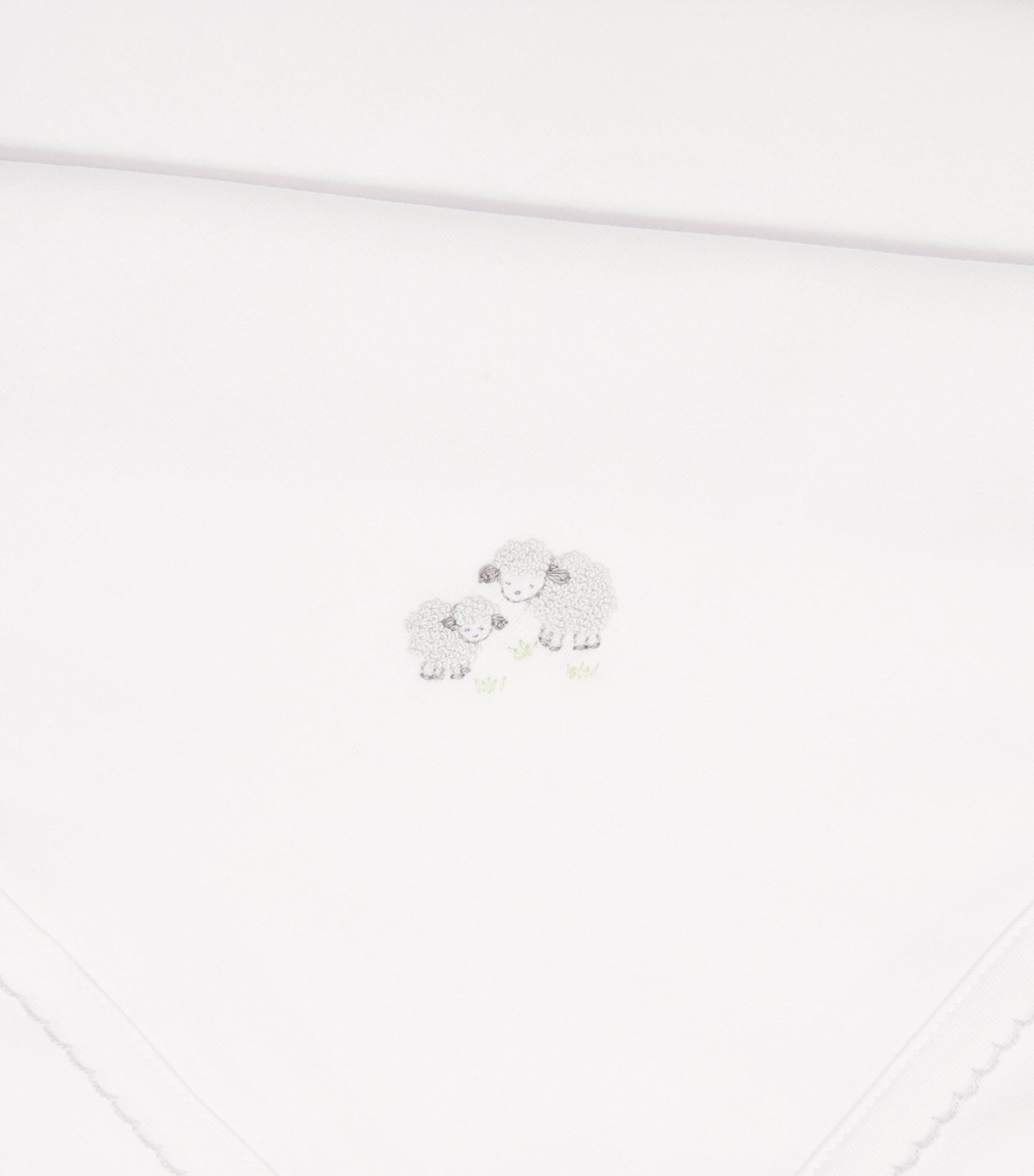 Pima Cotton Sheep Blanket (73cm x 66cm) K193WHITE/SILVER Image 3