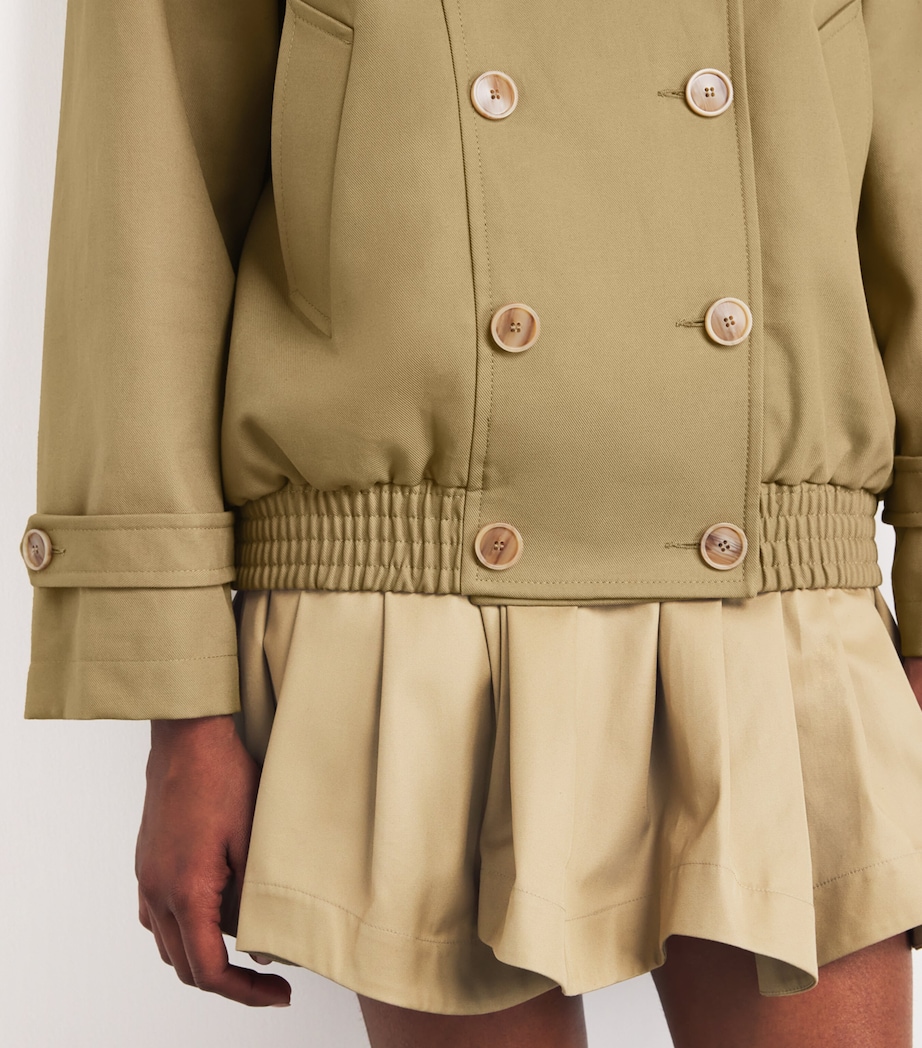 Cotton Oversized Short Trench Coat BEIGE Image 6
