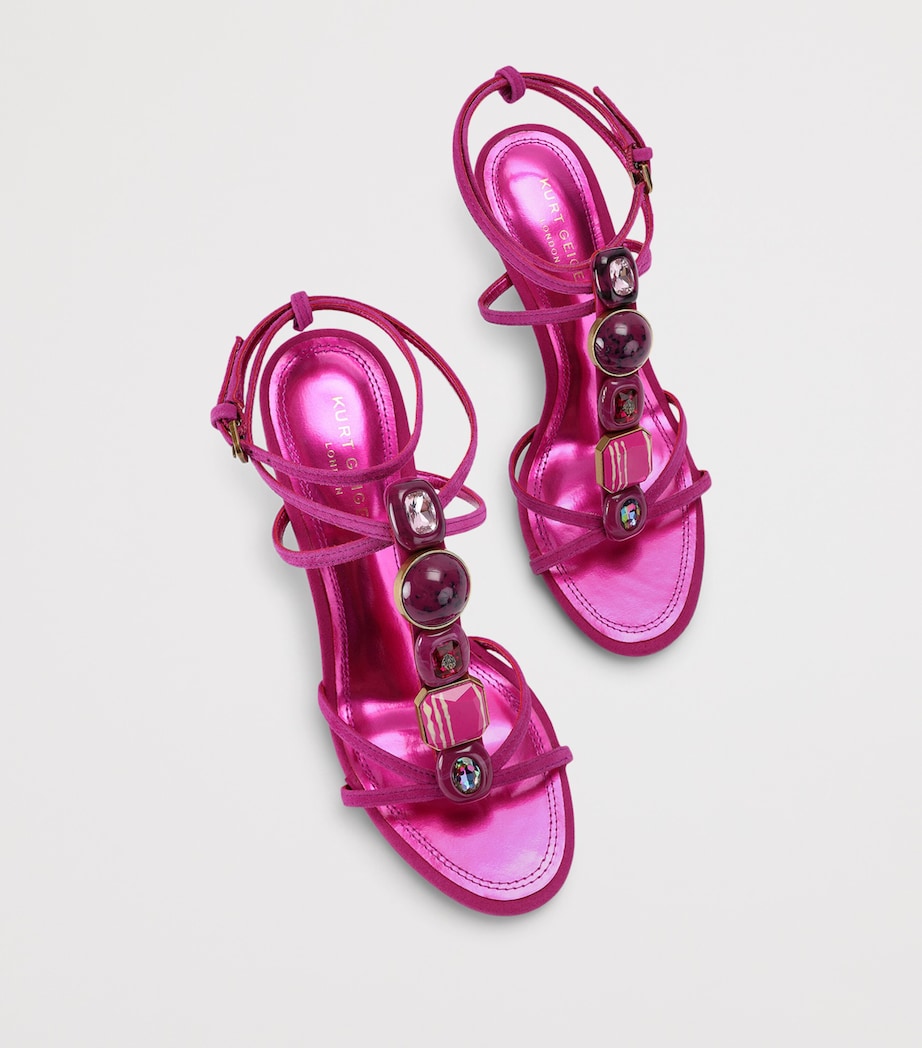 Kurt Geiger London Leather Embellished LouLou Heeled Sandals 90 Fuchsia Image 4