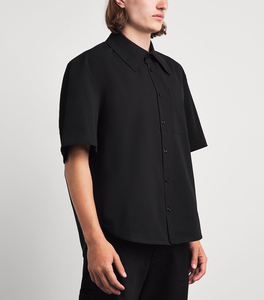 Séfr Mens Cotton Waylon Short-Sleeve Shirt Black Fine Poplin Image 4