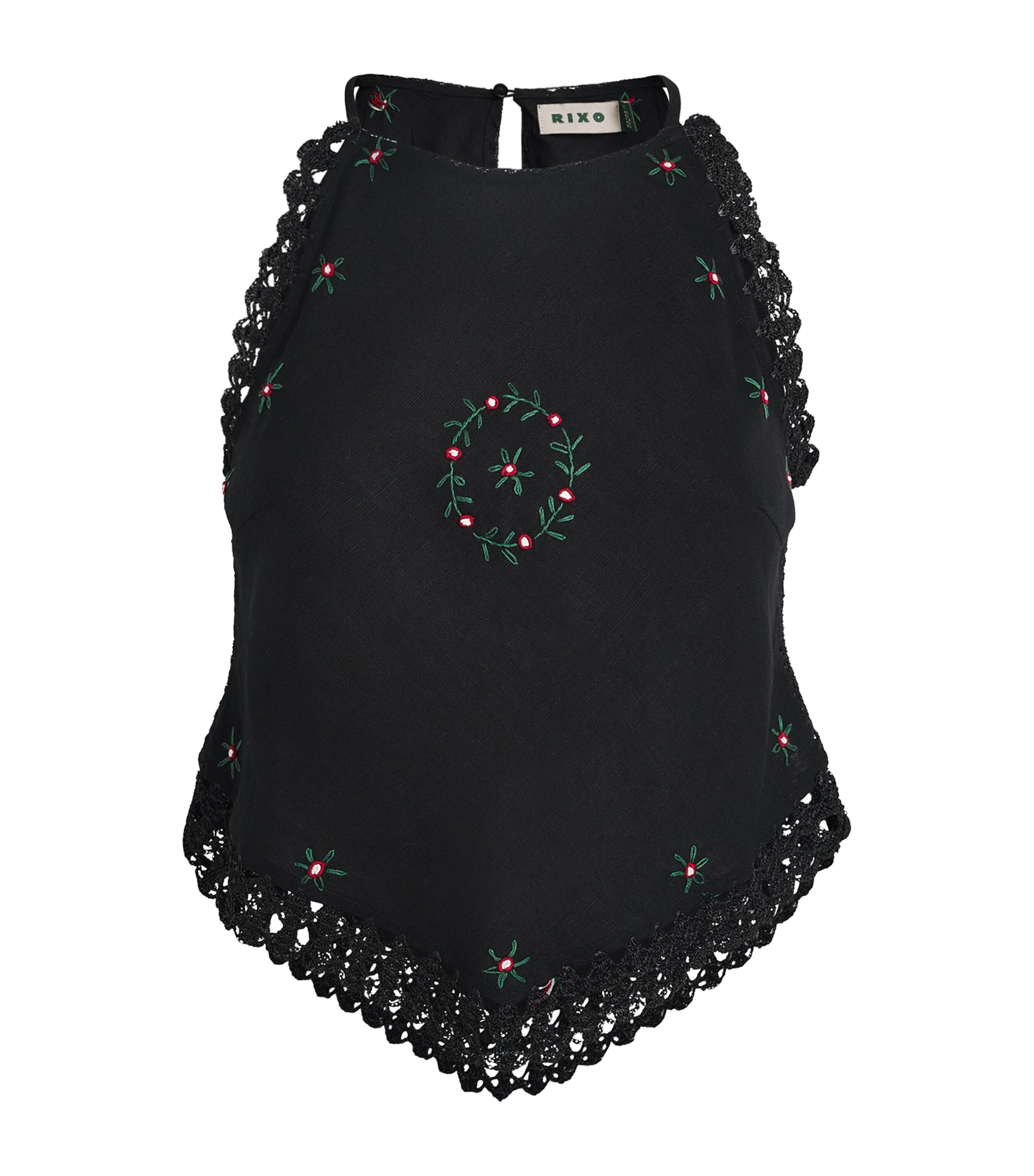 Rixo London Womens Ayanna Rose-embroidered Cotton Top Rose Trail Black In Black