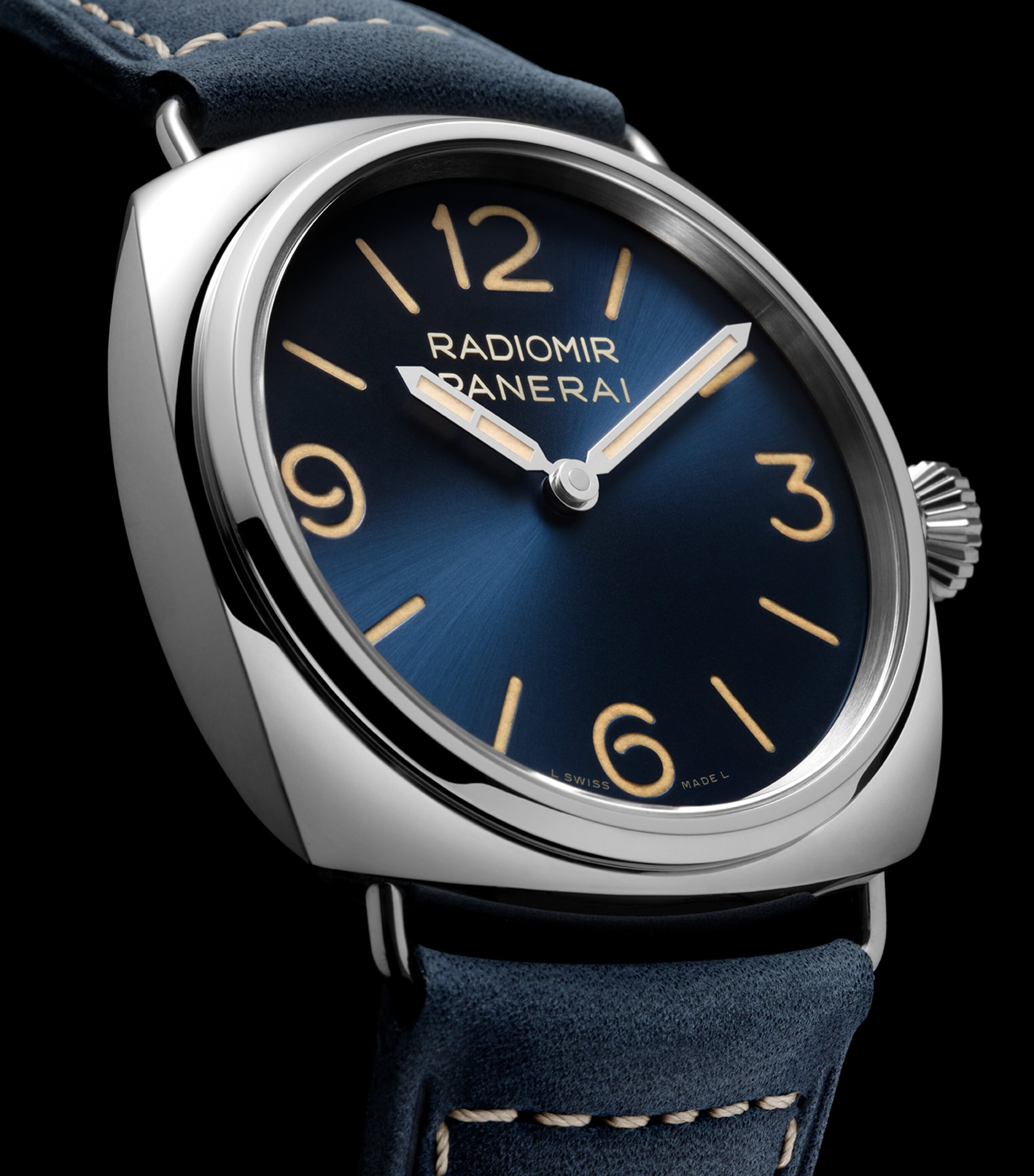 Stainless Steel and Calf Leather Radiomir Officne Watch 45mm BLUE Image 4