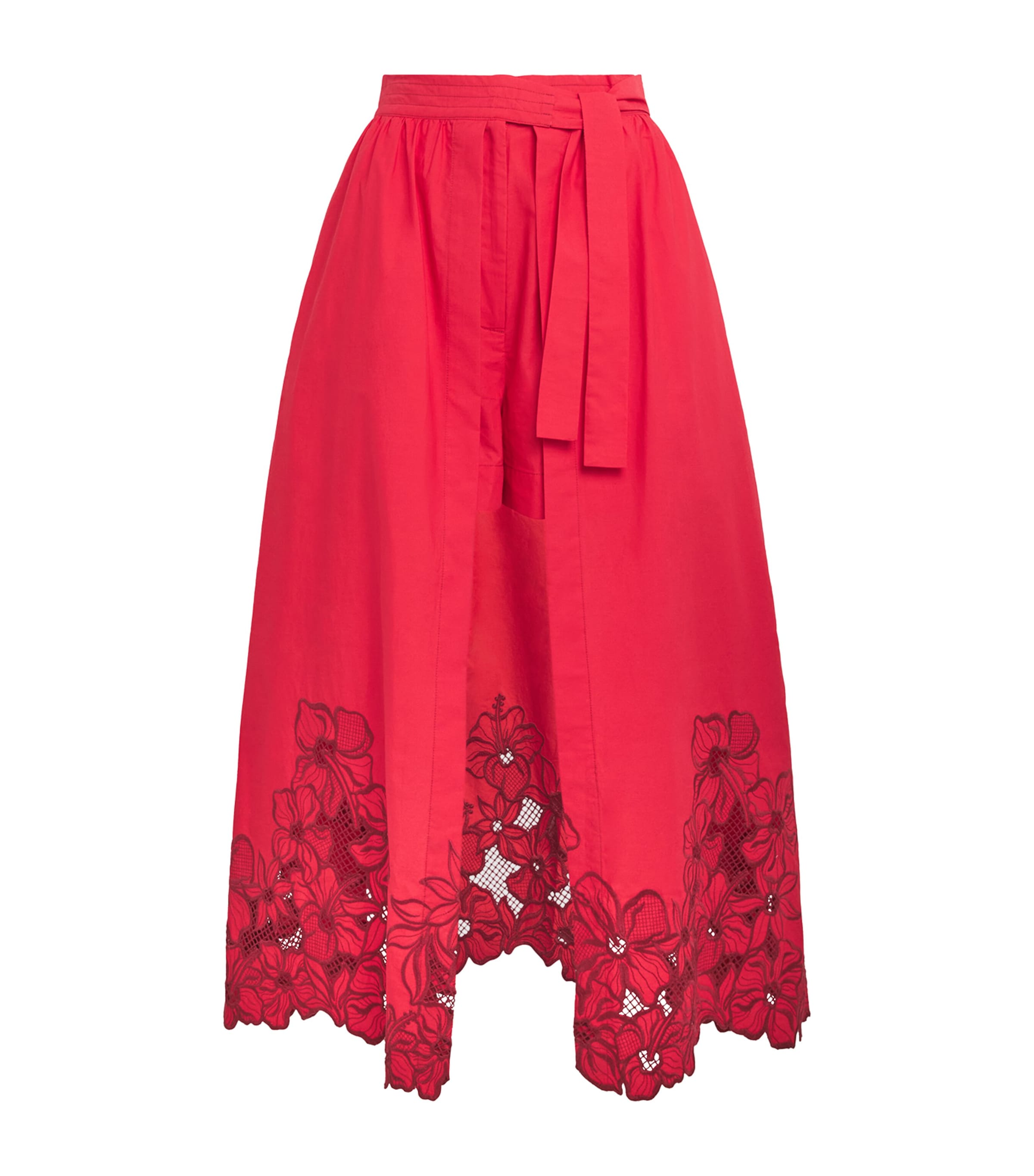 Sandro Cotton-blend Floral Skort In Red