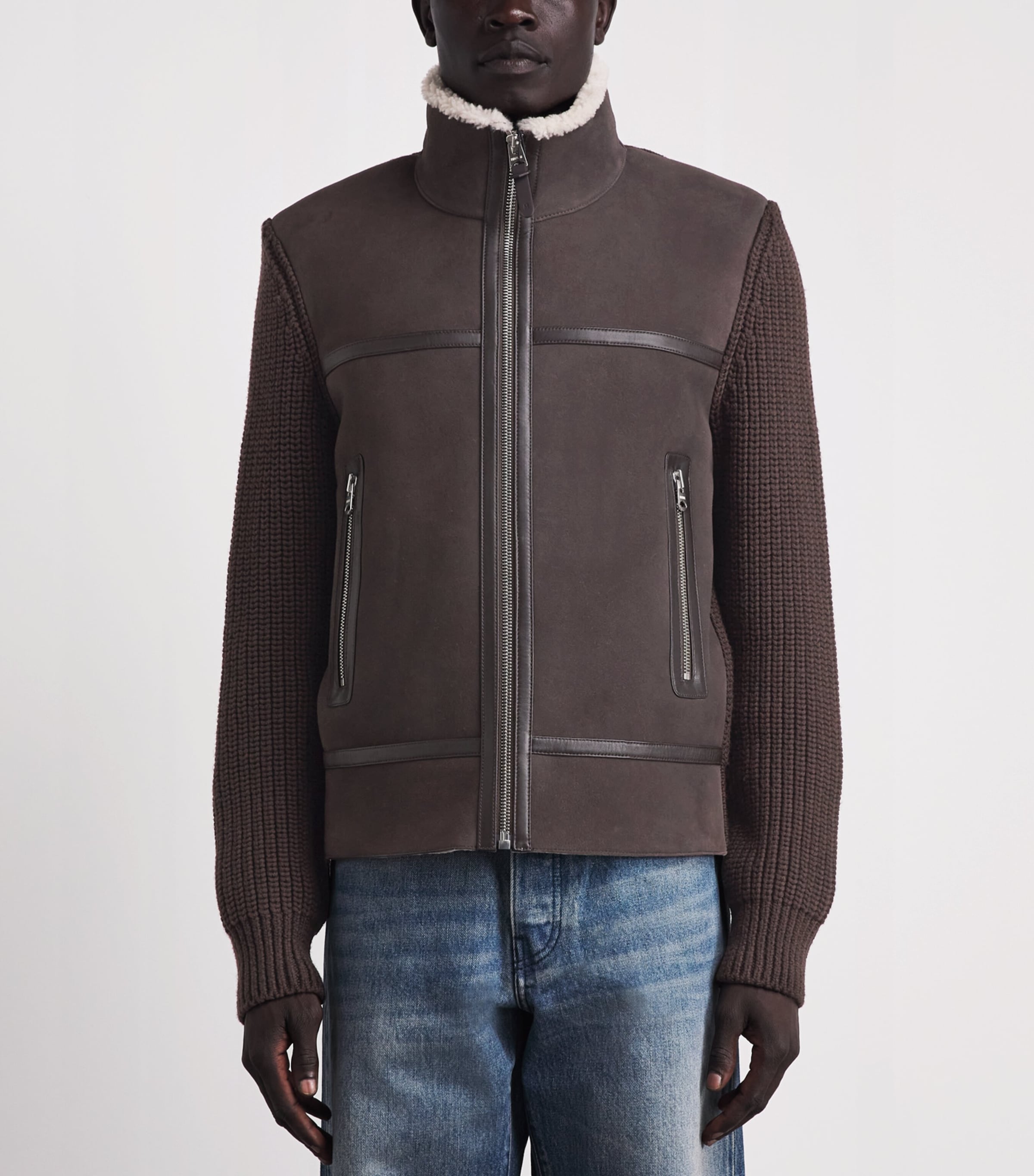 Mackage Mens Merino-Shearling Jonathan Jacket Coffee Natural Image 4