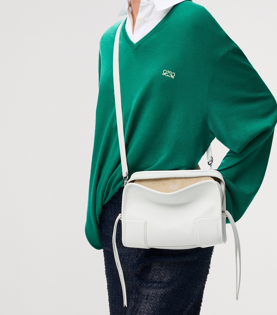 LOEWE Small Leather Amazona 180 Top-Handle Bag White Image 14