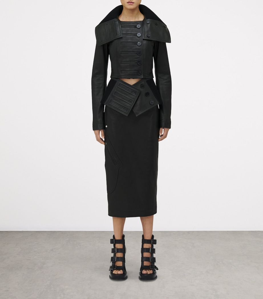 Exaggerated Buttonhole Leather Jacket 1000 Image 2