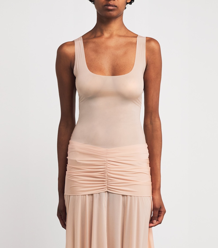 Stretch-Jersey Milky Sheer Tank Top DESERT CLAY Image 3